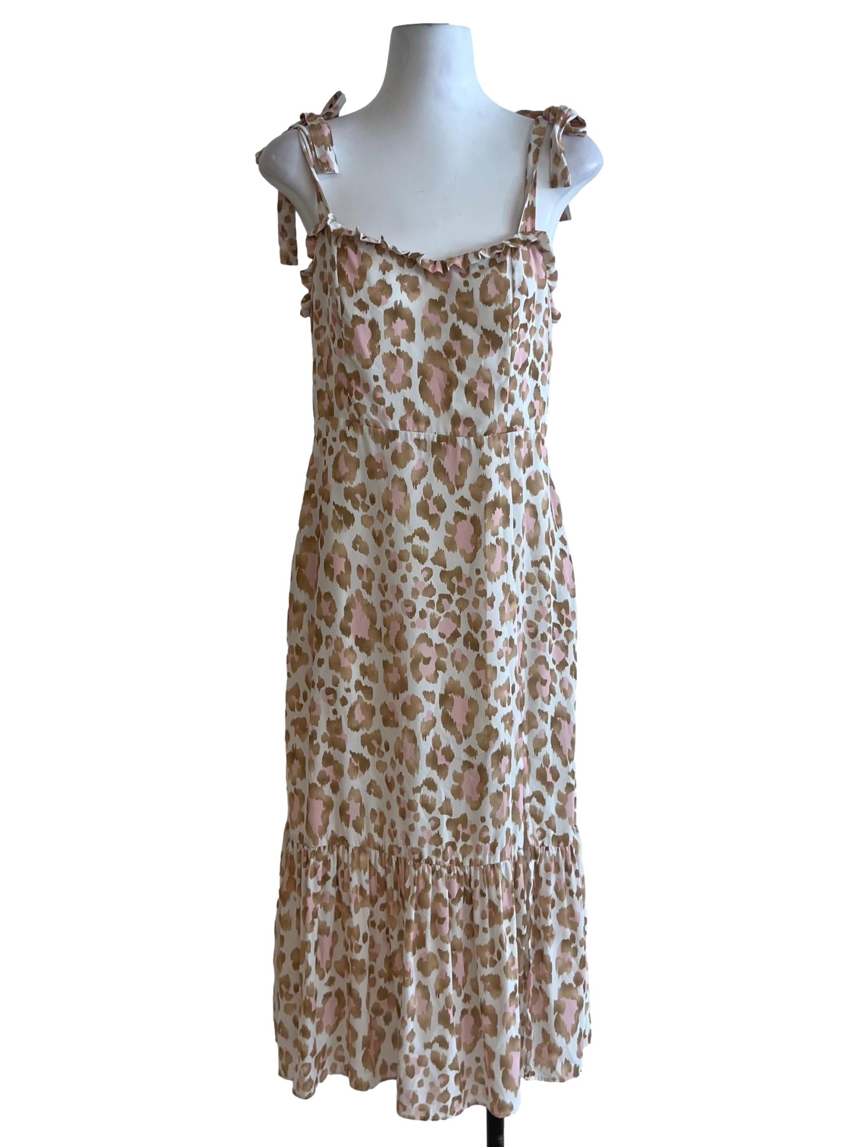 White Cheetah Print A-Line Dress