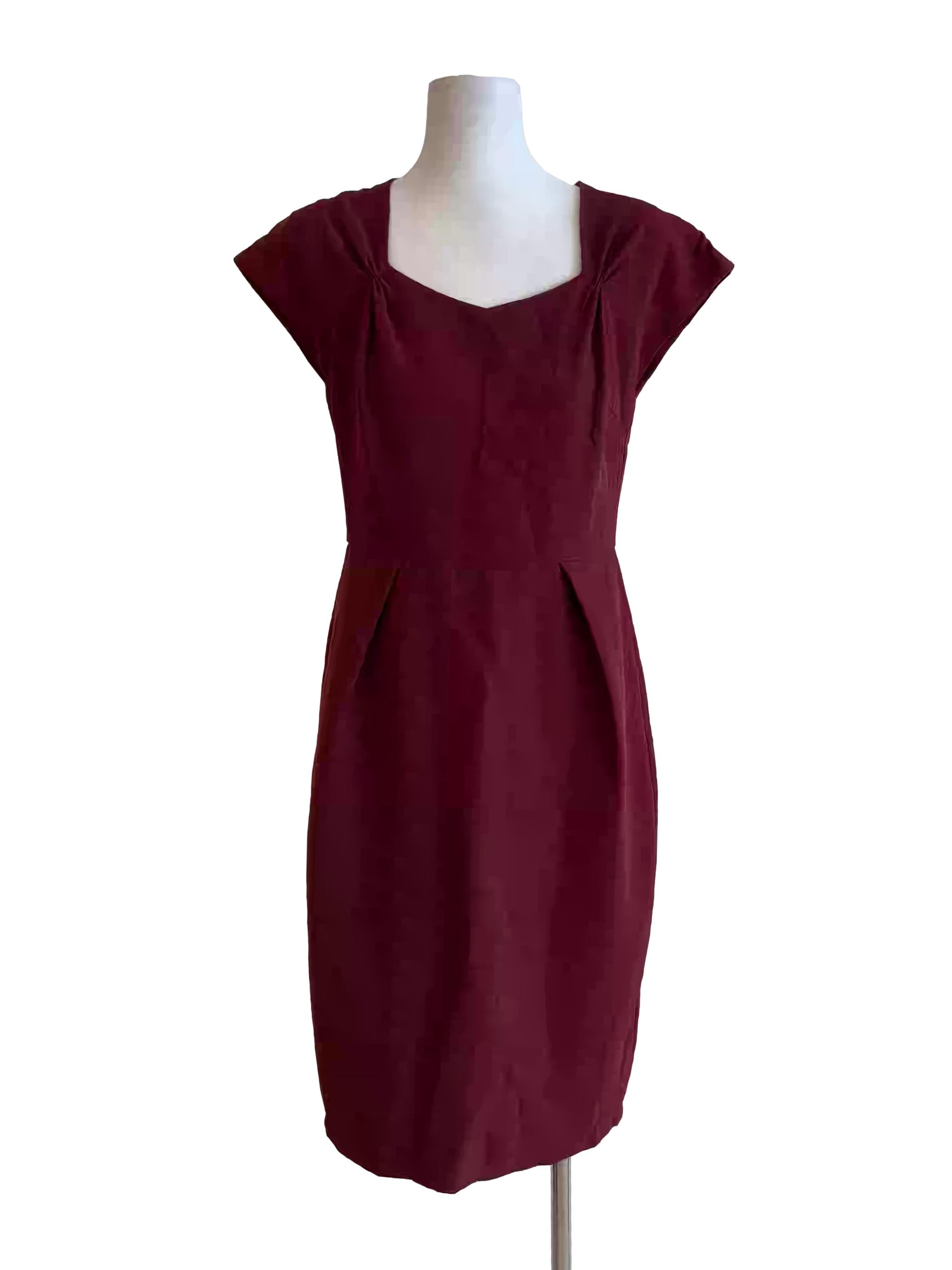Burgundy Sleeveless Sheath Dress