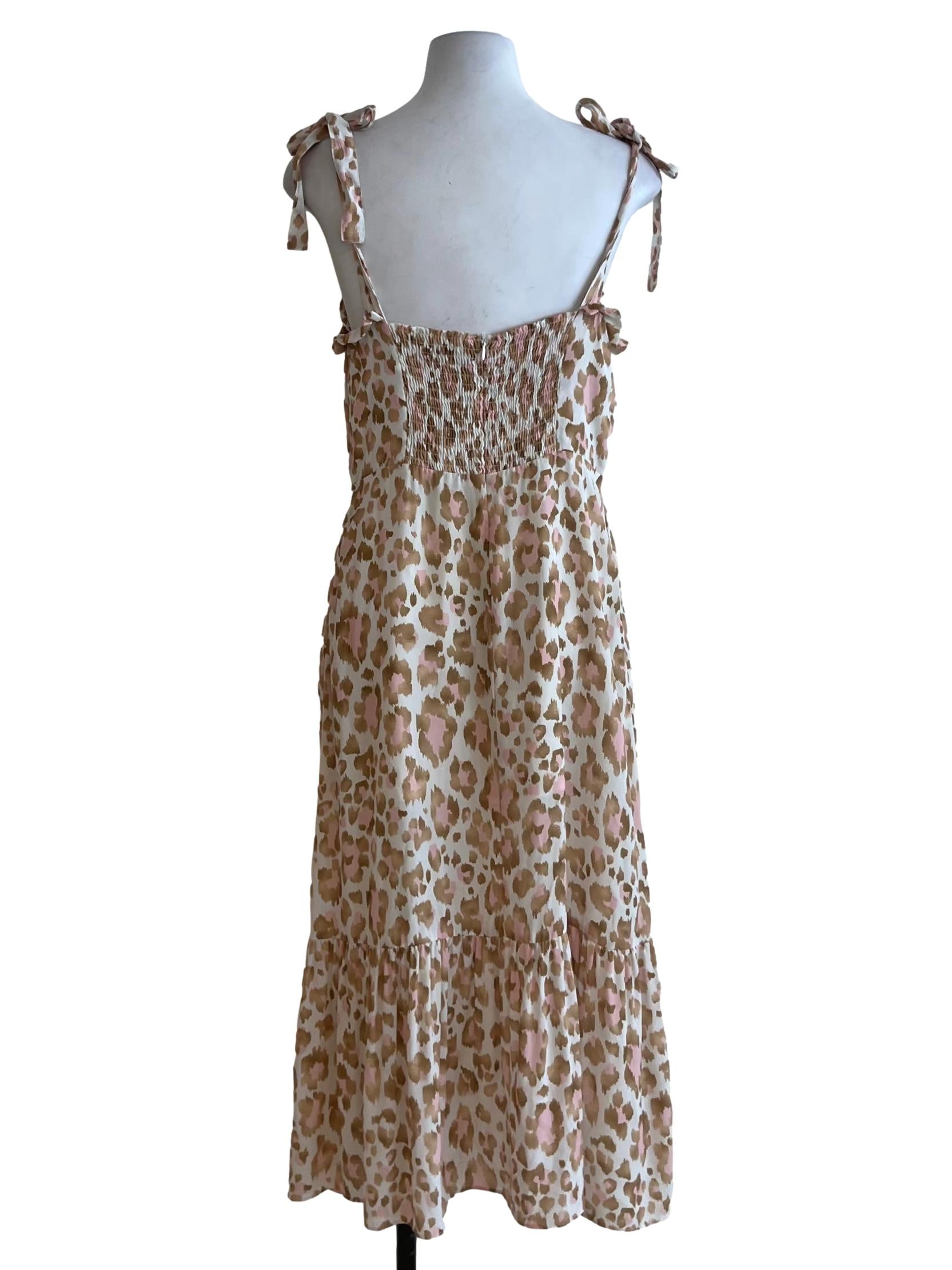 White Cheetah Print A-Line Dress