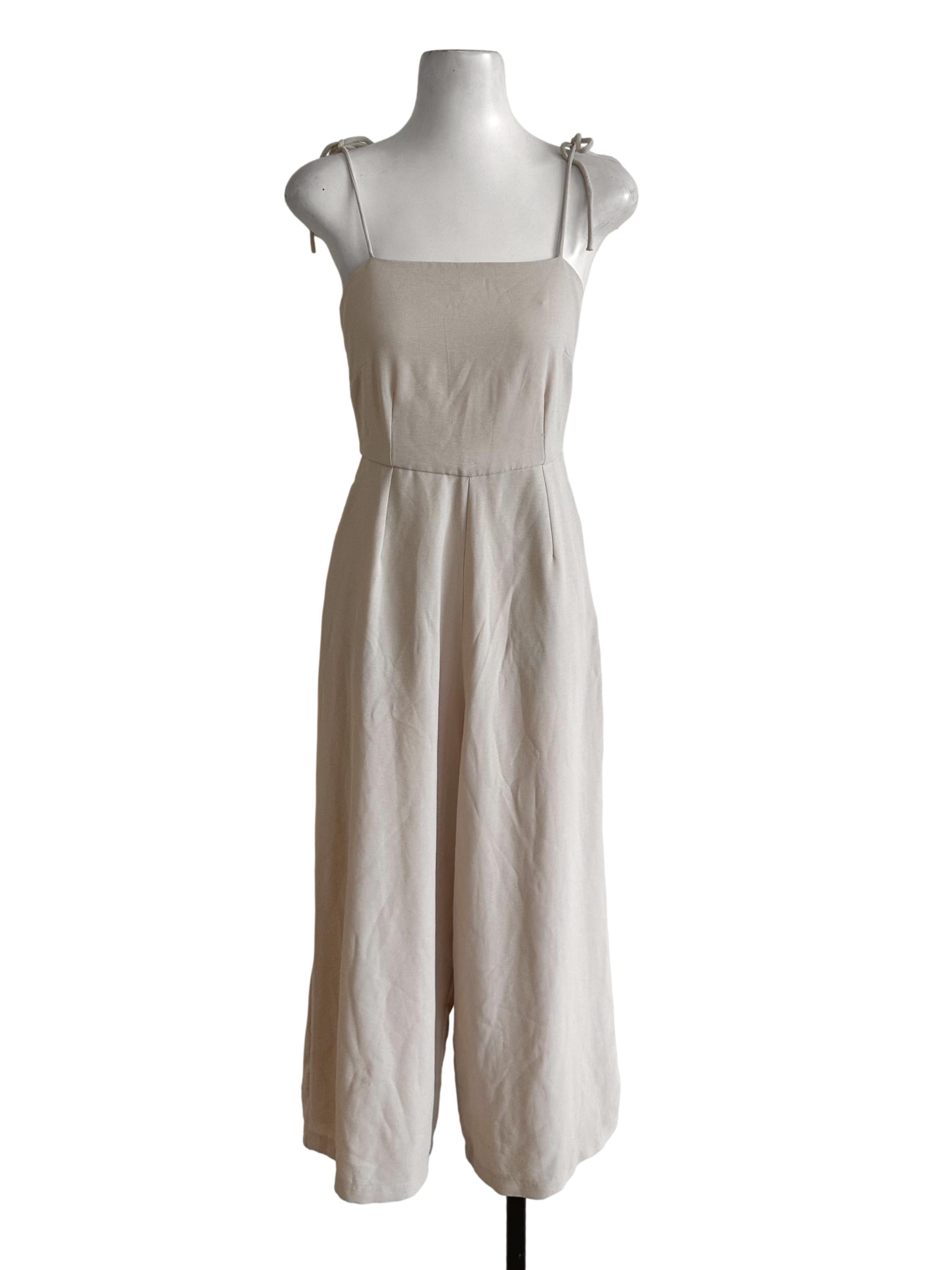 Sand Beige Square Neck Jumpsuit