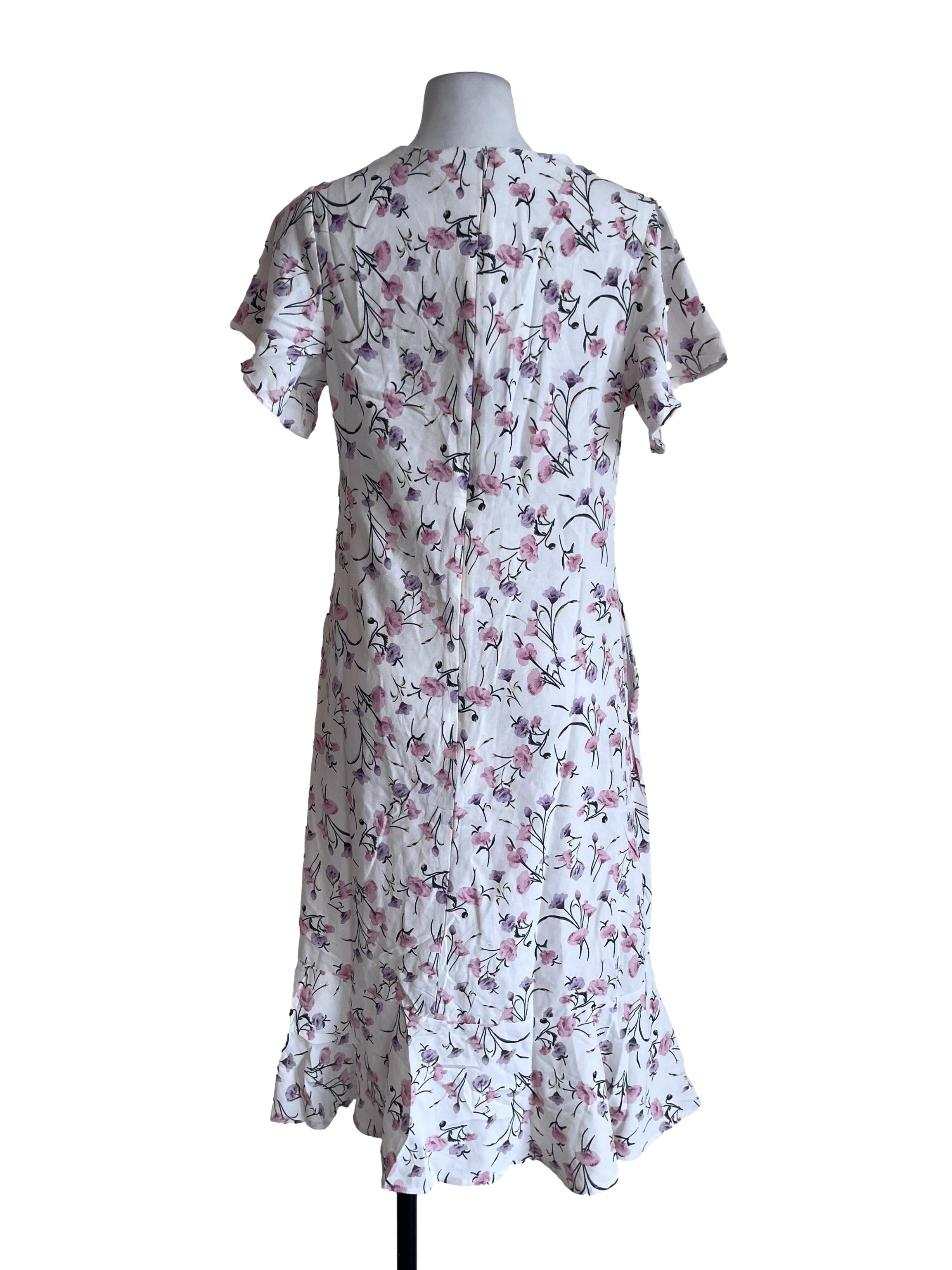 White Based Floral Design Dress