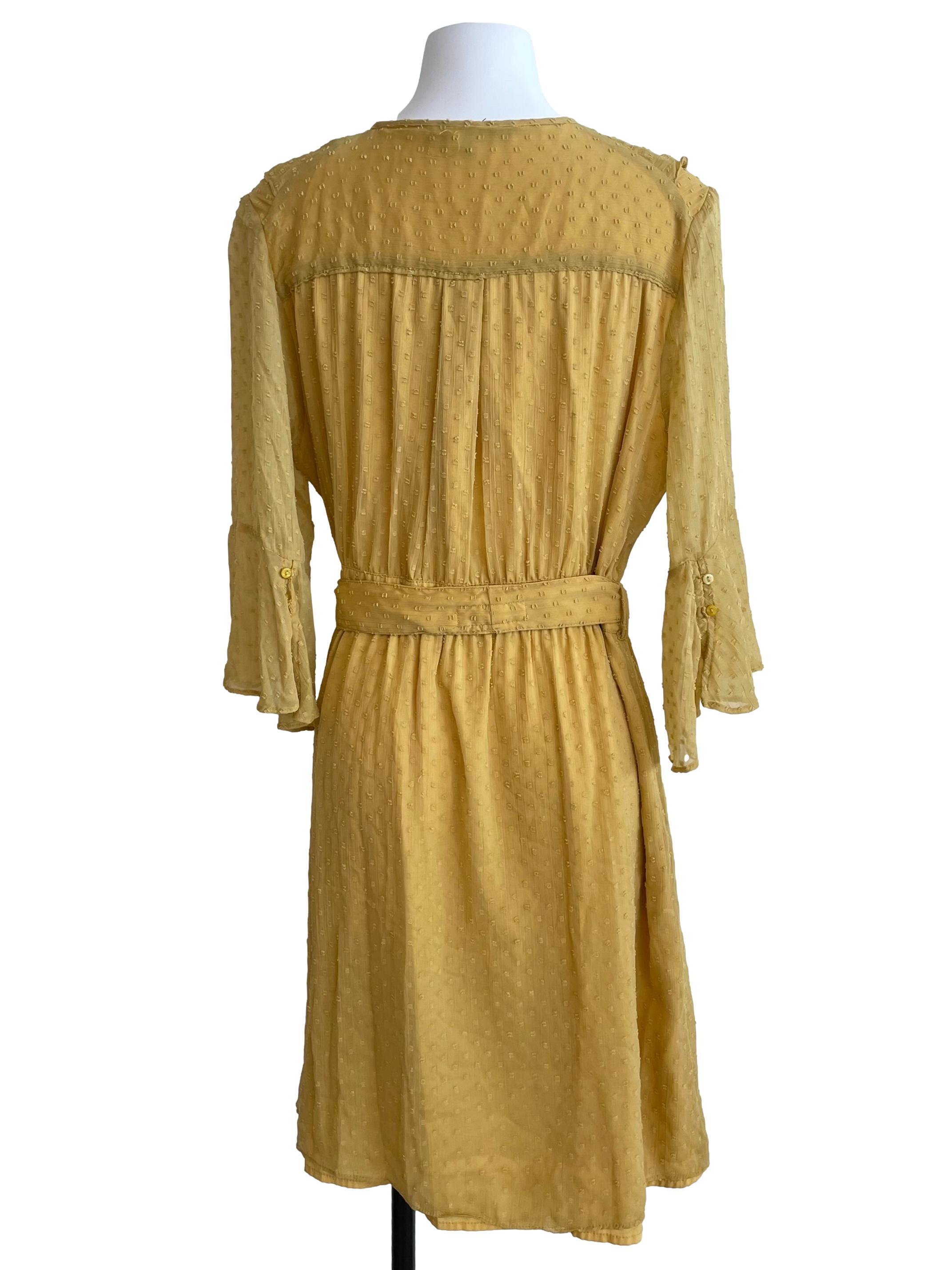 Dandelion Bell Sleeves Chiffon Button Down Dress