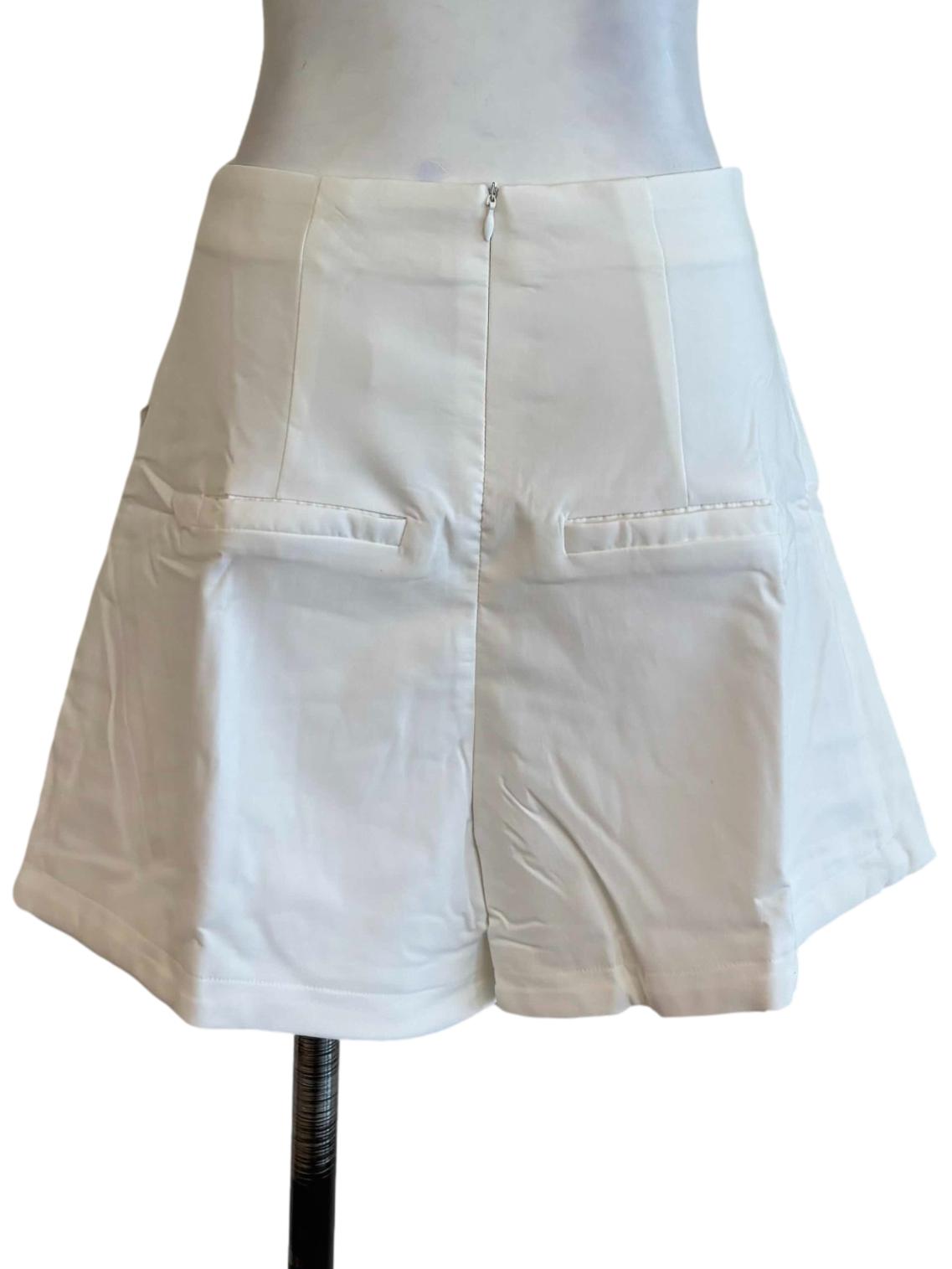 White Giovanni Curved Hem Skorts