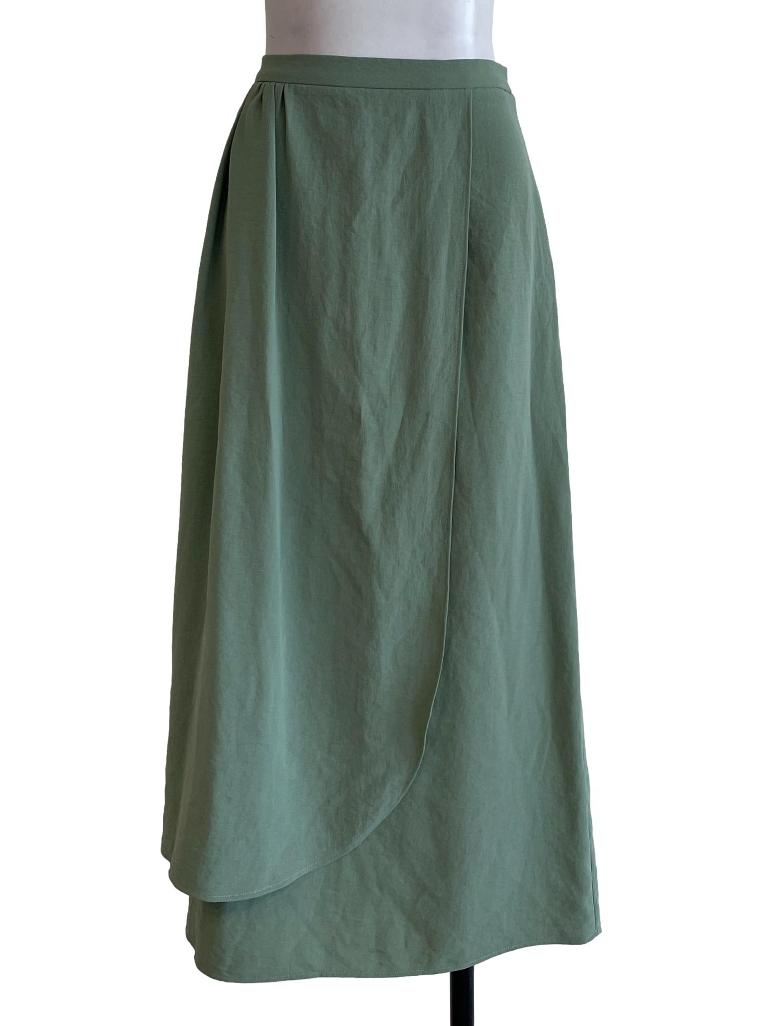 Green Plain Wrap Skirt OSN