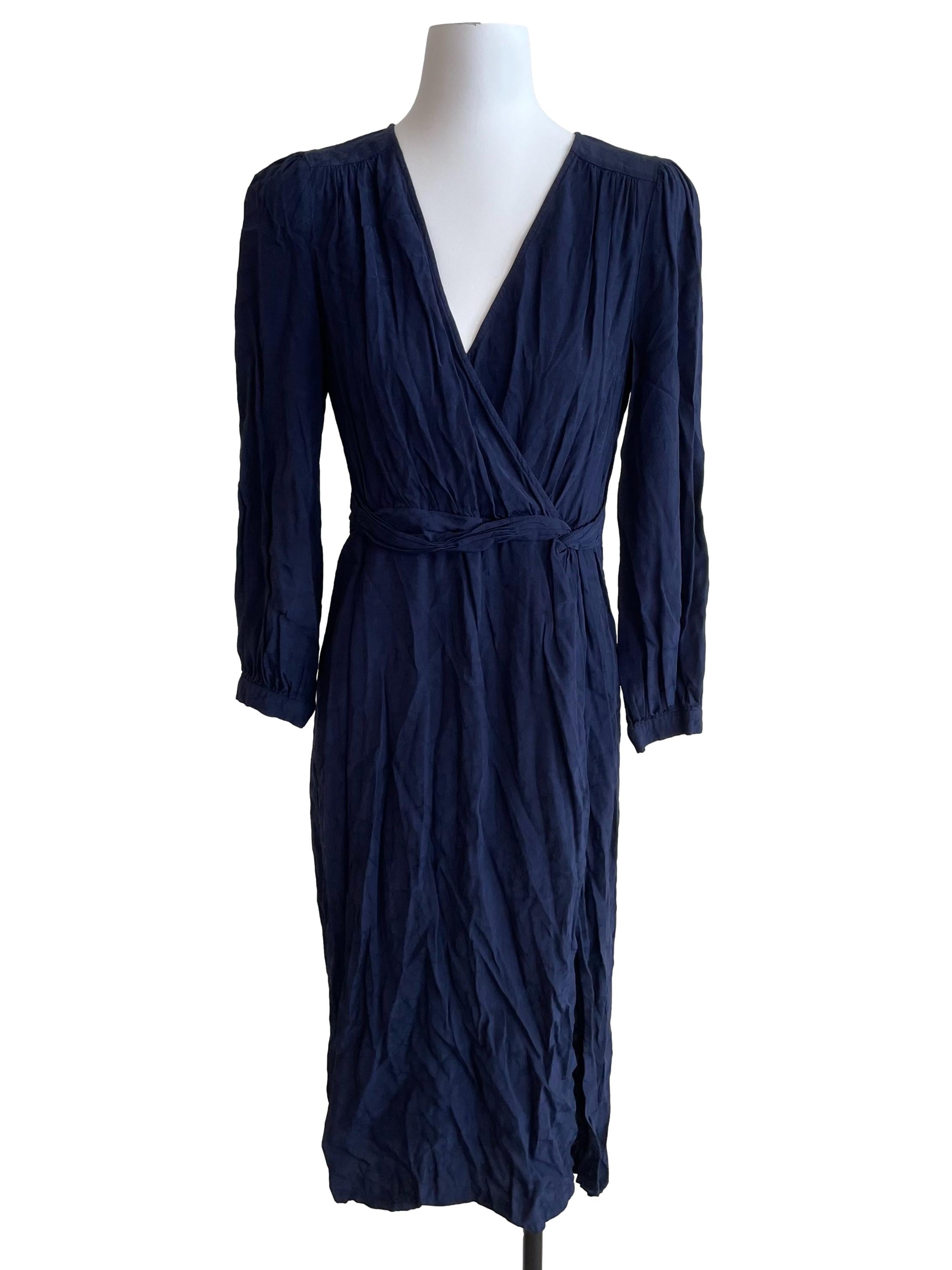 Navy Wendy Wrap Draped Dress