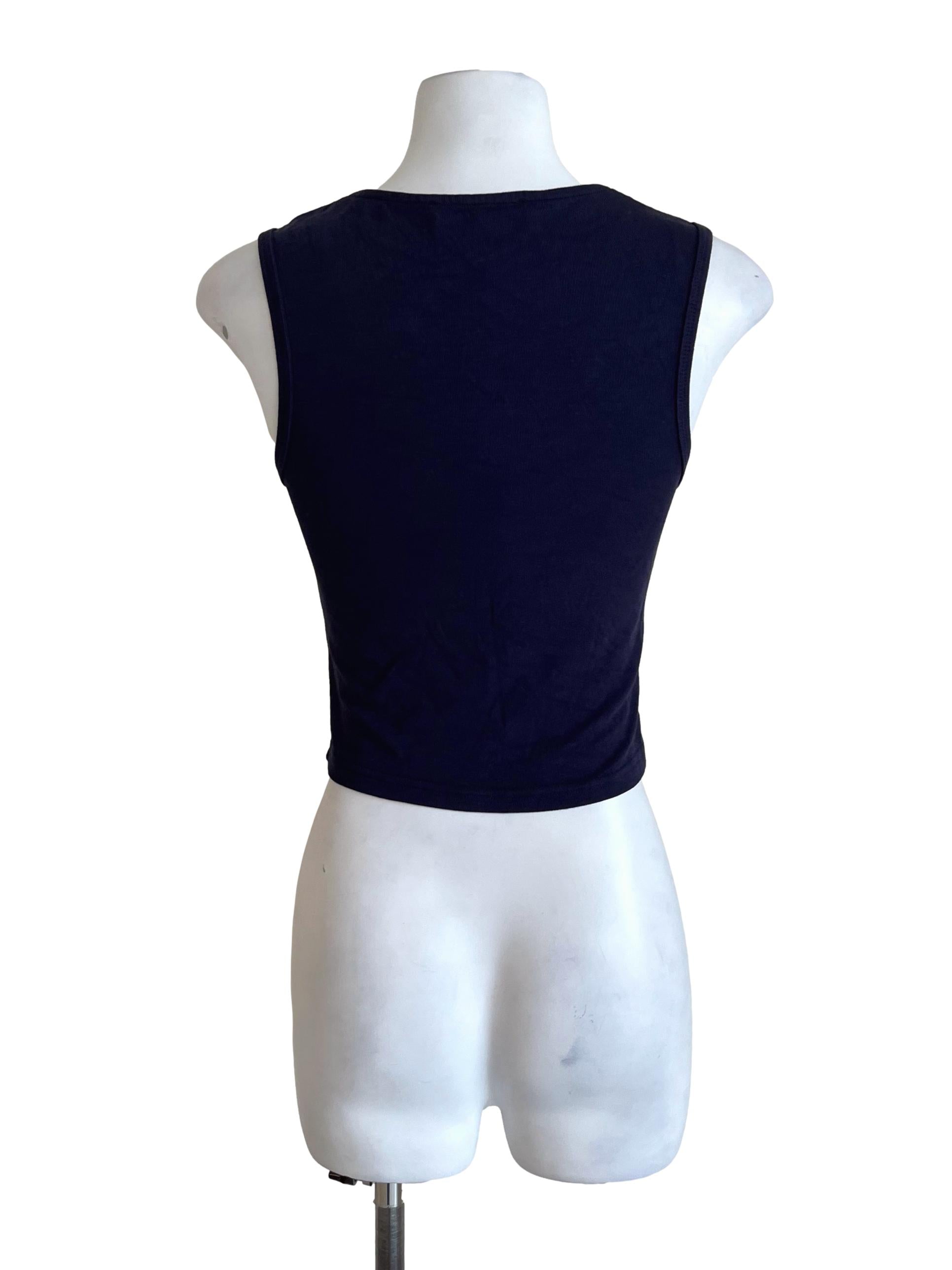 Navy Blue Square Neck Crop Tops