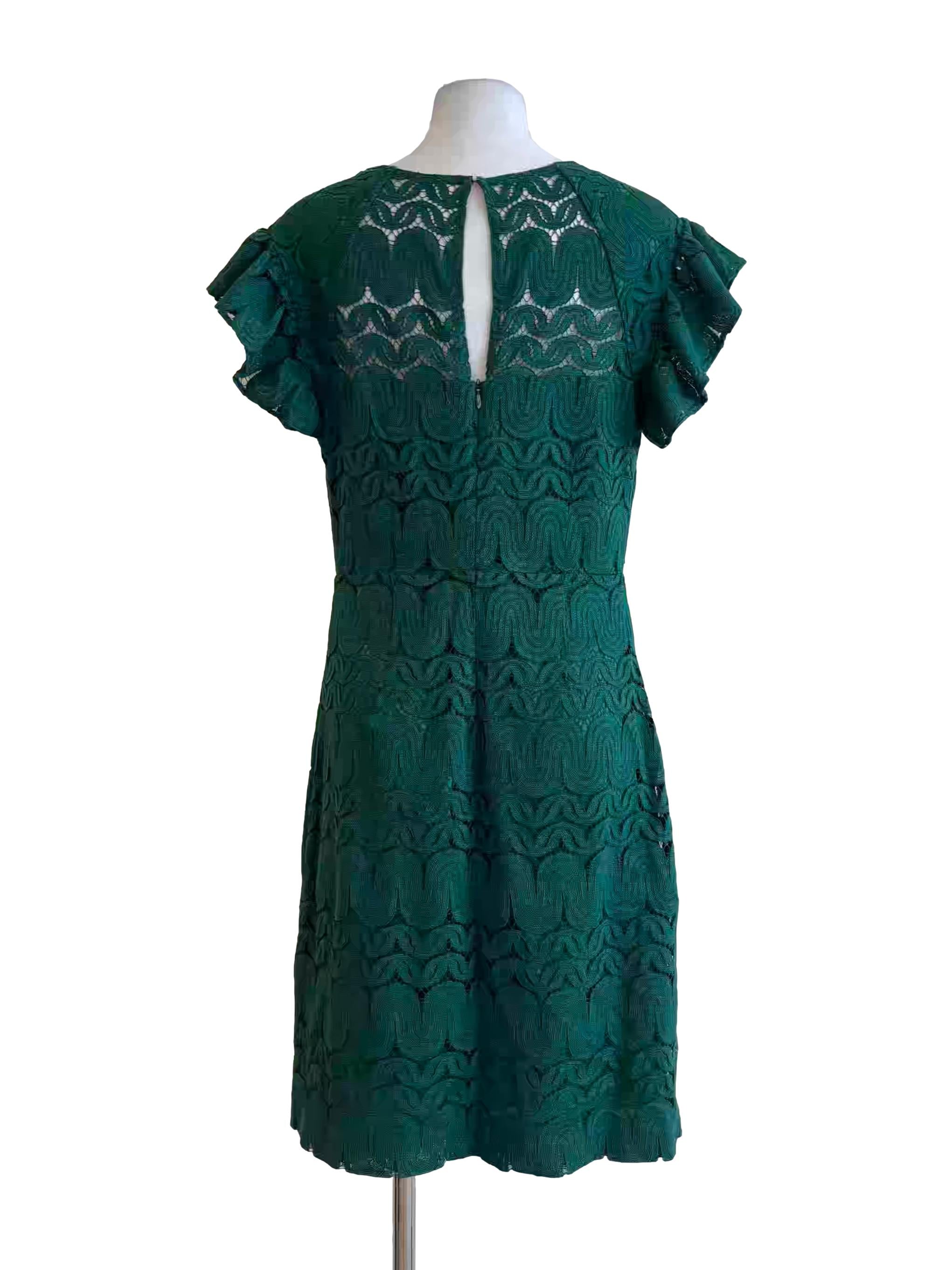 Amazon Green Ruffle Sleeve Lace Dress