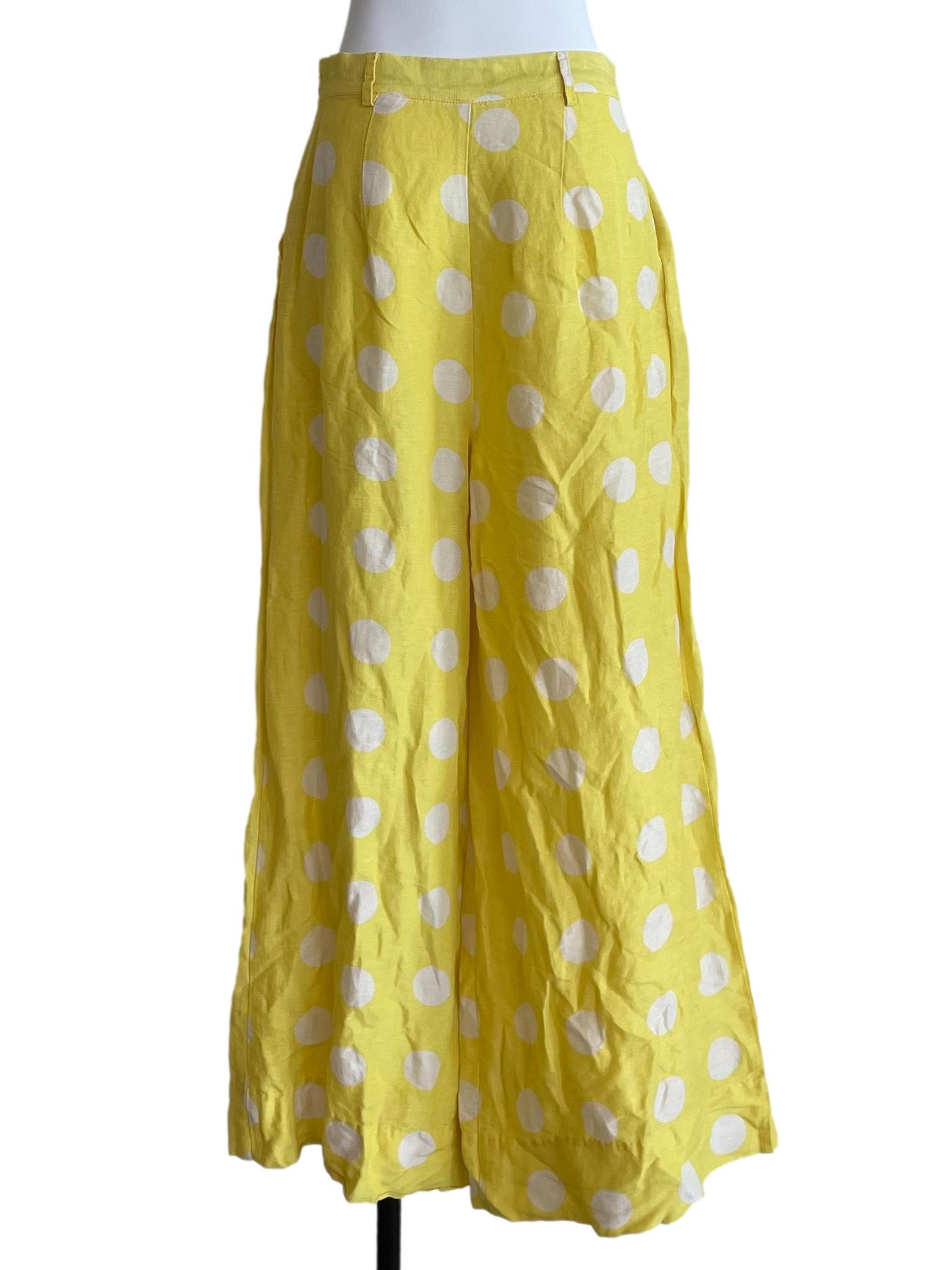 Lemon Polka Dots Pleated Pants