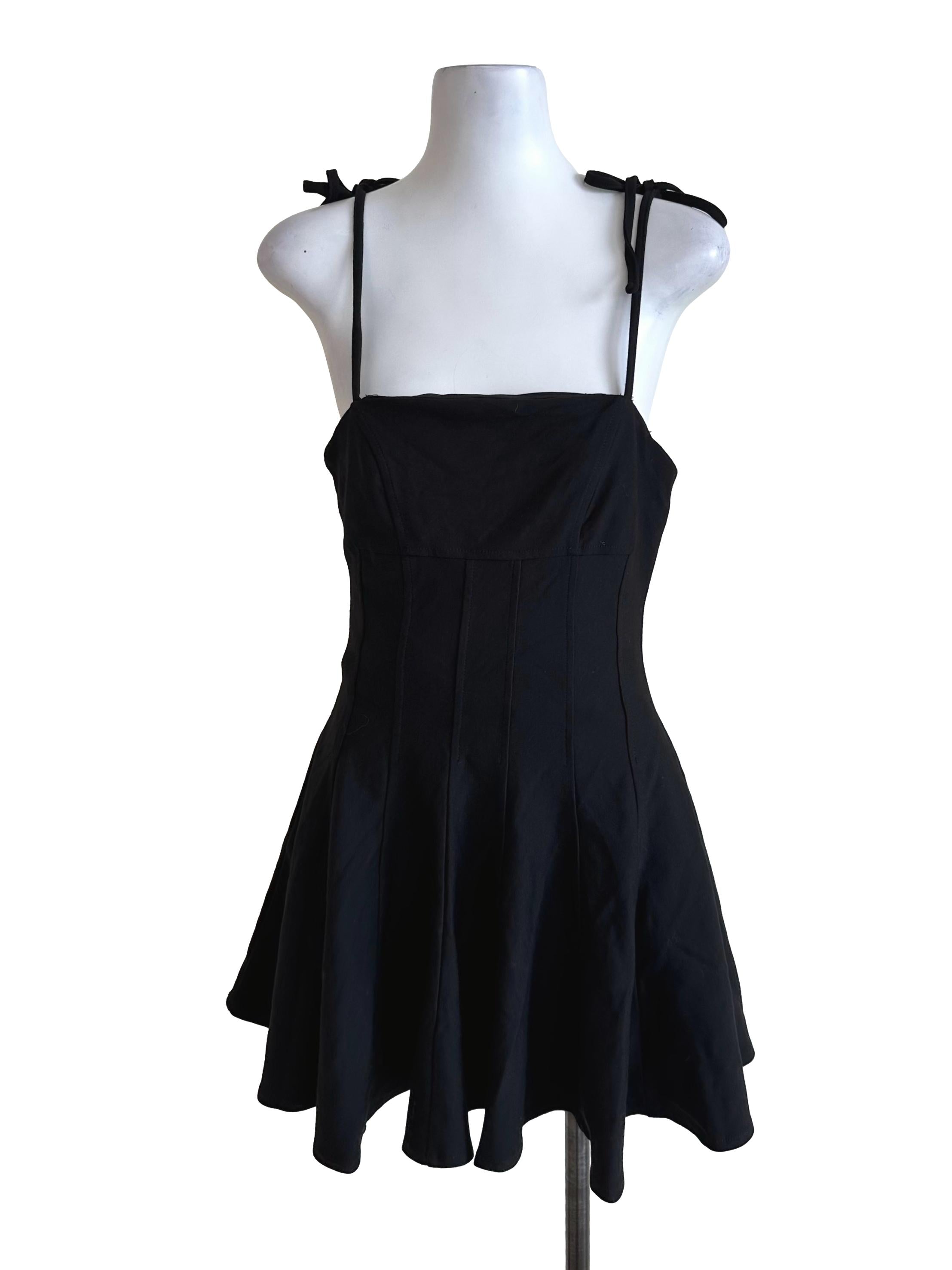 Onyx Black Square Neck A Line Dress
