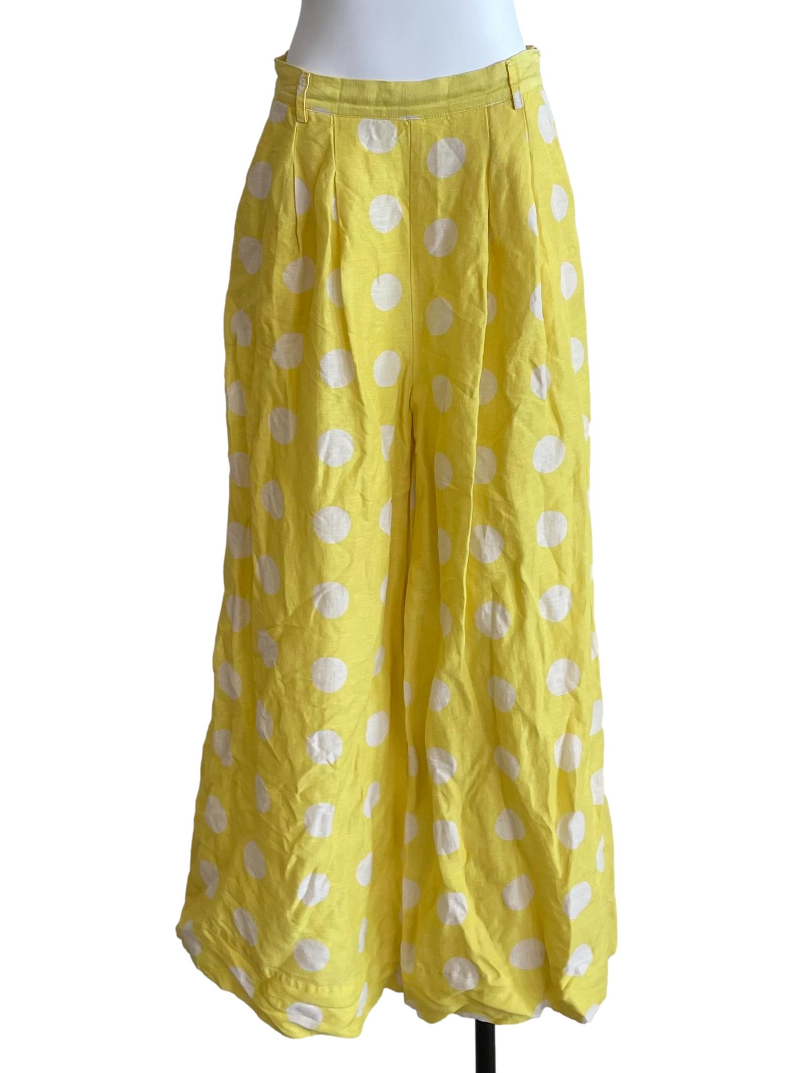 Lemon Polka Dots Pleated Pants