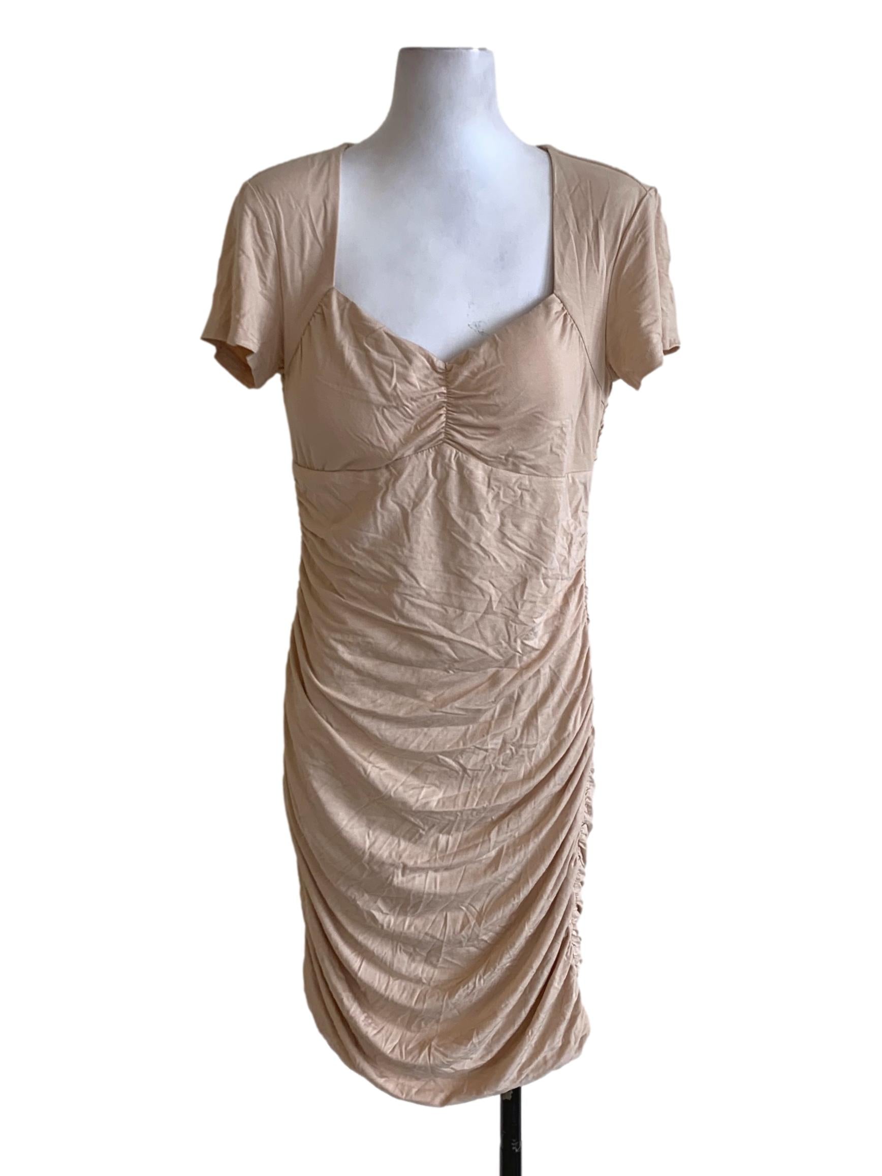 Beige Square Neckline Bodycon