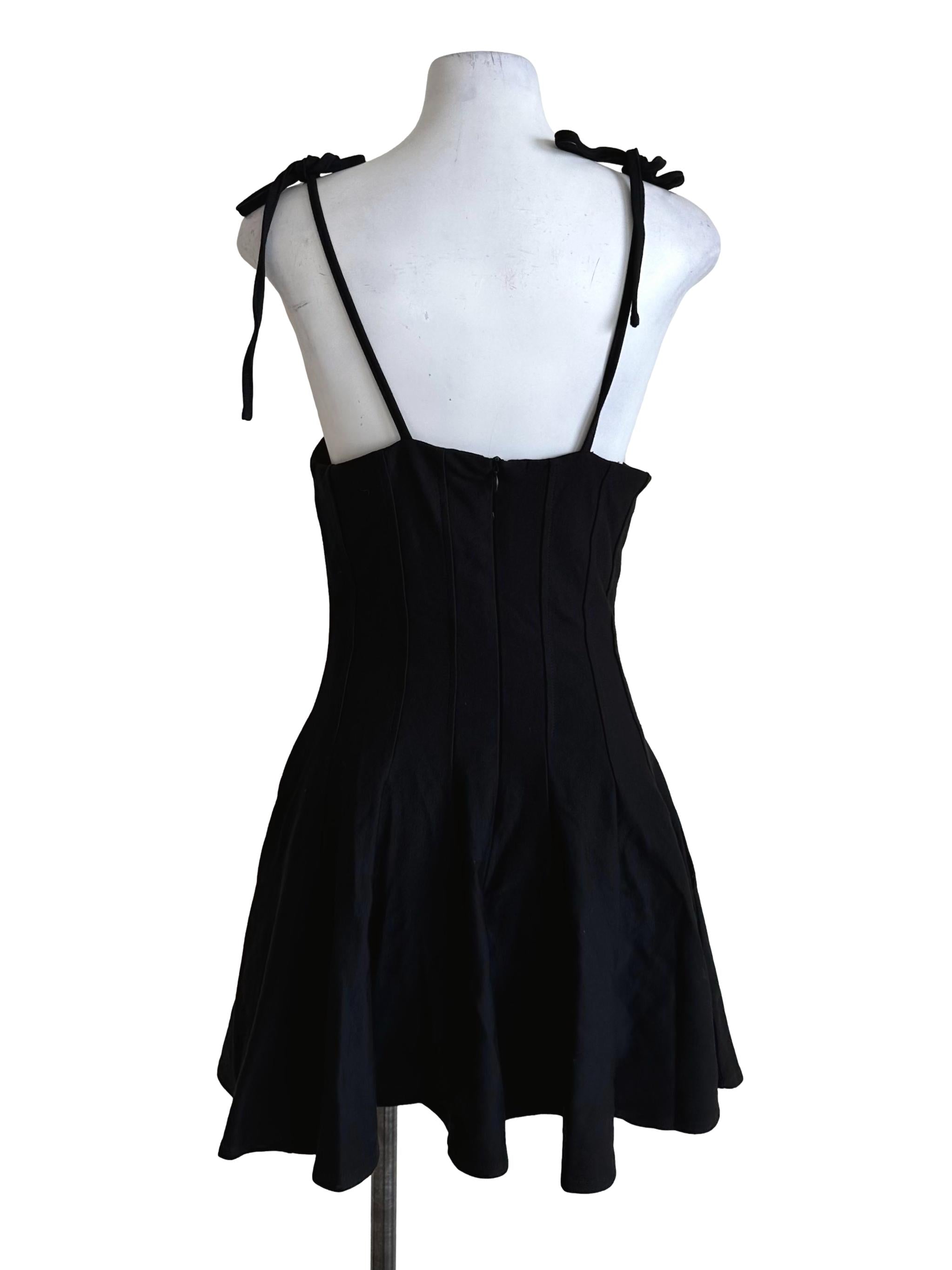 Onyx Black Square Neck A Line Dress