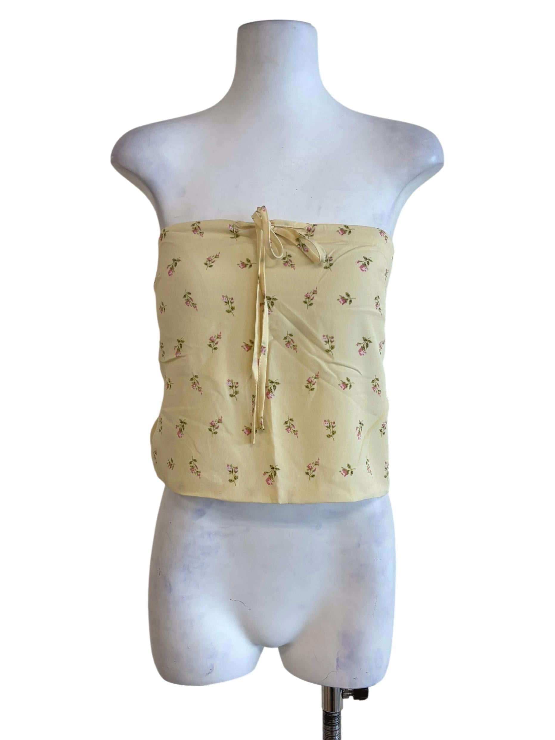 Yellow Ashlyn Tie Front Tube Padded Top