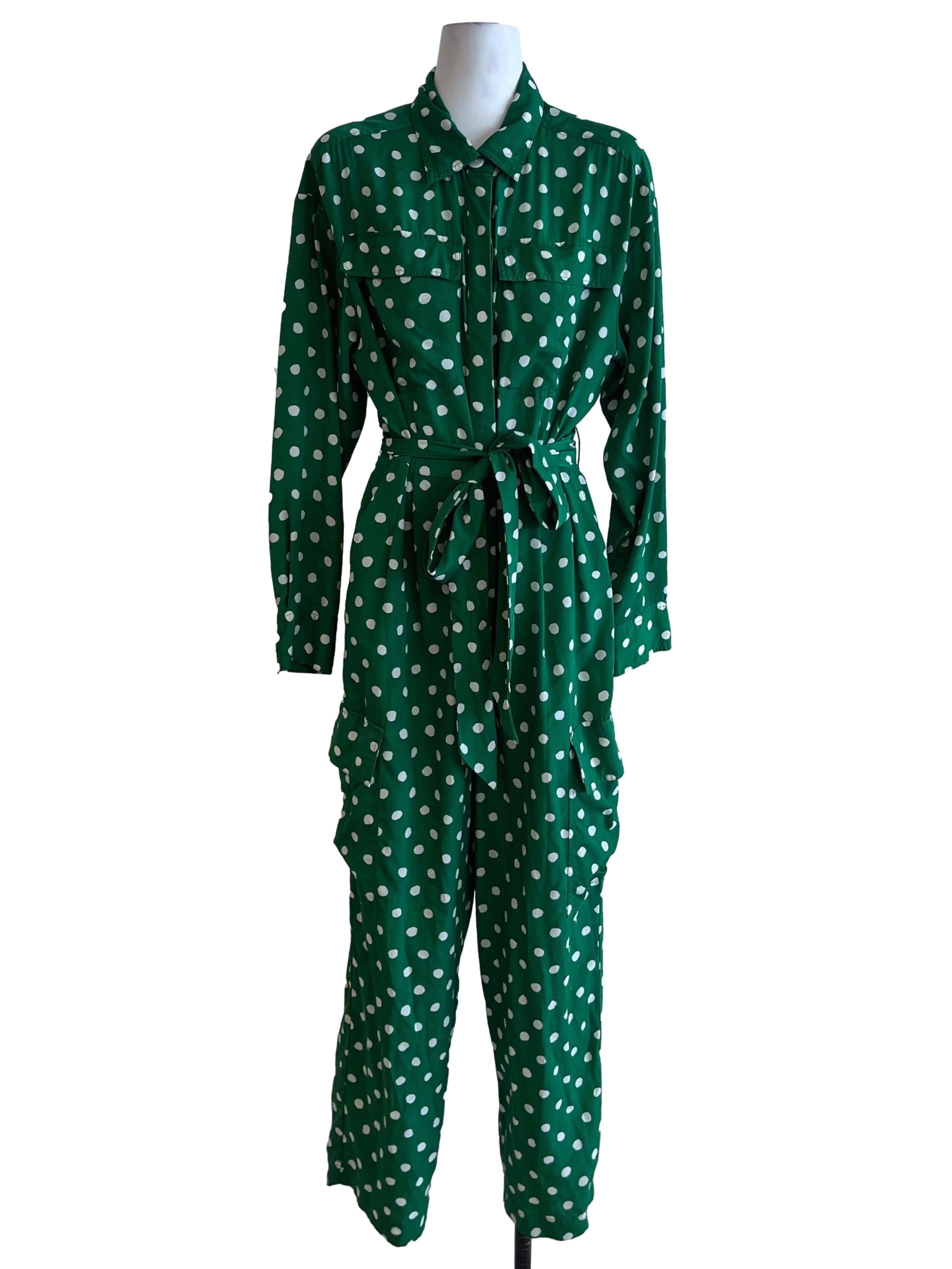 Pine Green Polka Dot Empire Dress