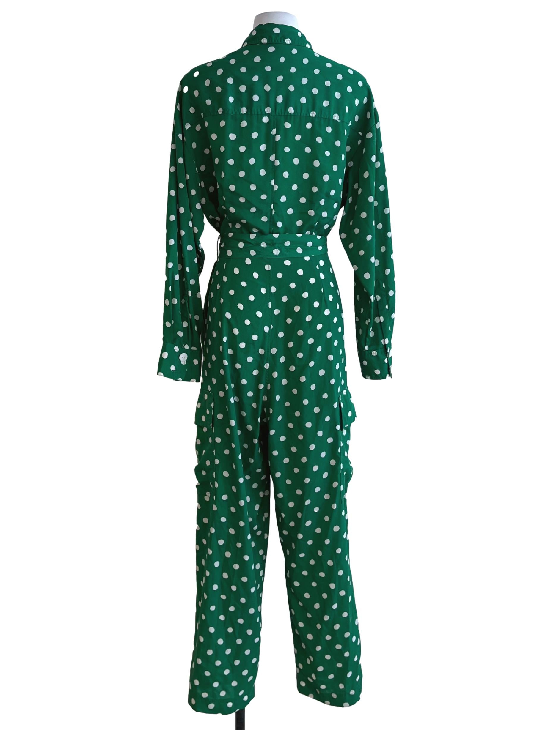 Pine Green Polka Dot Empire Dress