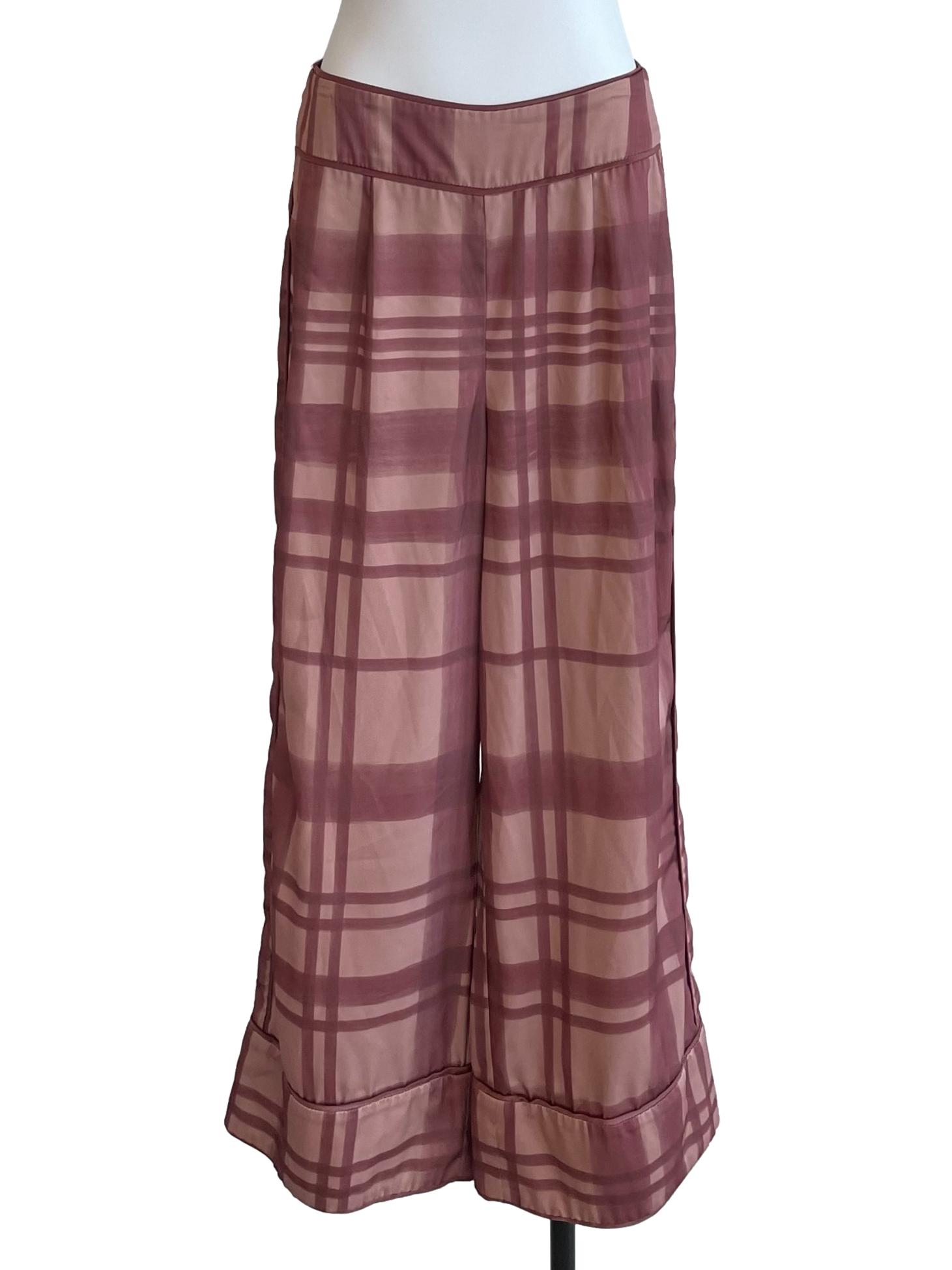 Mauve Checks Satin Pants