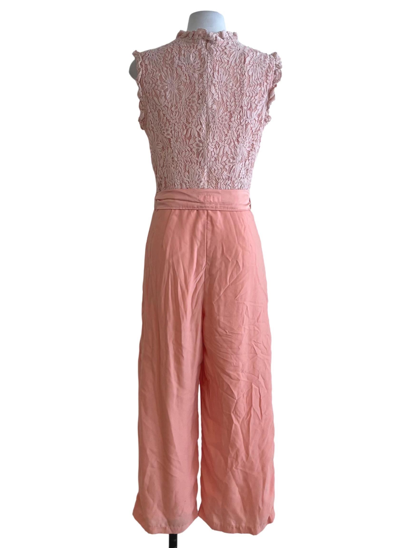 Peach Pink Lace Jumpsuit