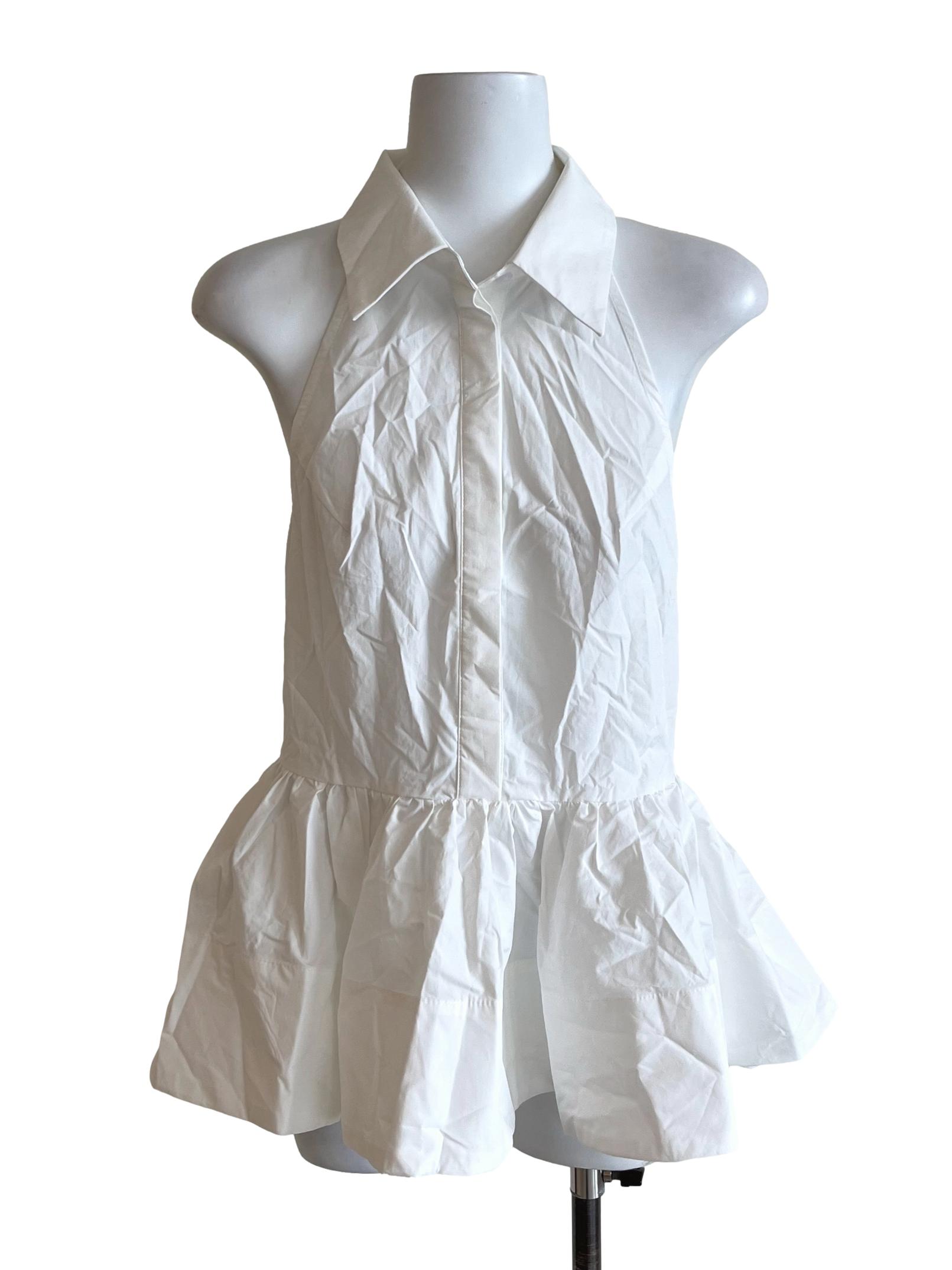 Pearl White Collared Halter Blouses