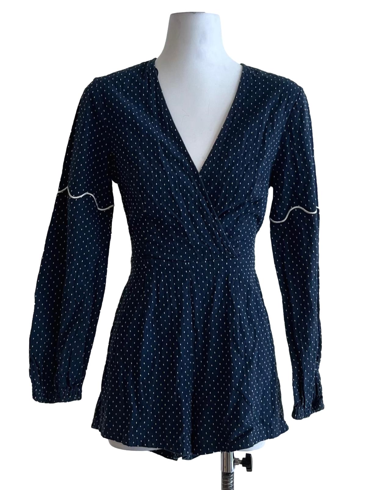 Navy Blue Polka Dot Romper