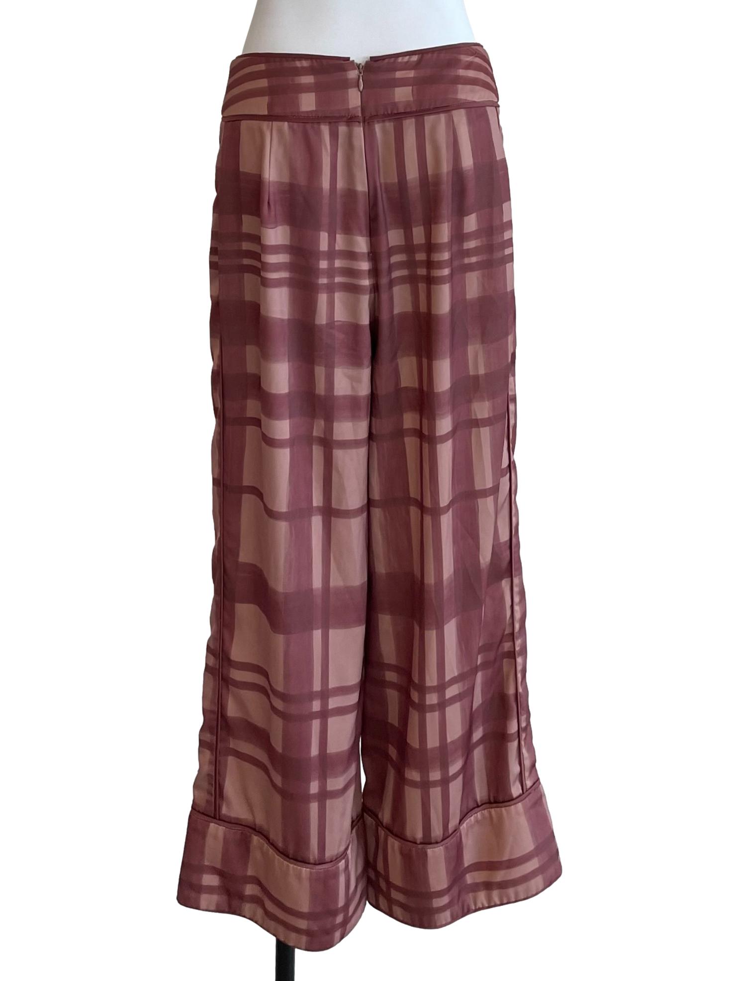 Mauve Checks Satin Pants