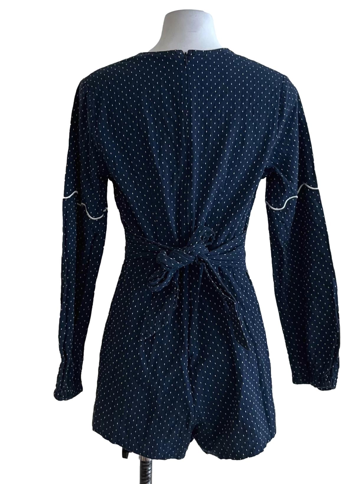 Navy Blue Polka Dot Romper
