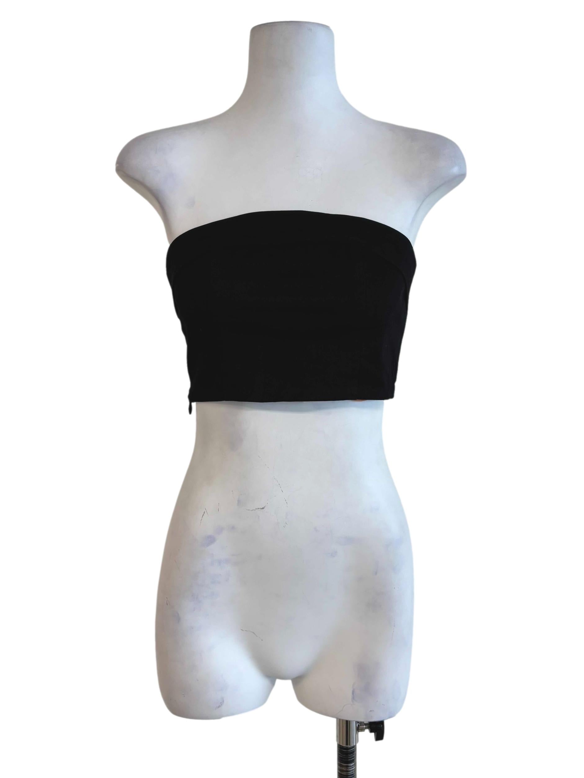 Black Charisse Tube Panelled Padded Top