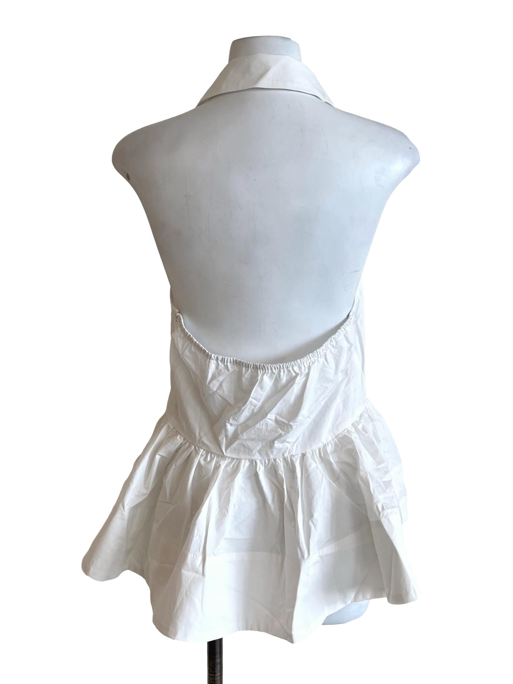 Pearl White Collared Halter Blouses
