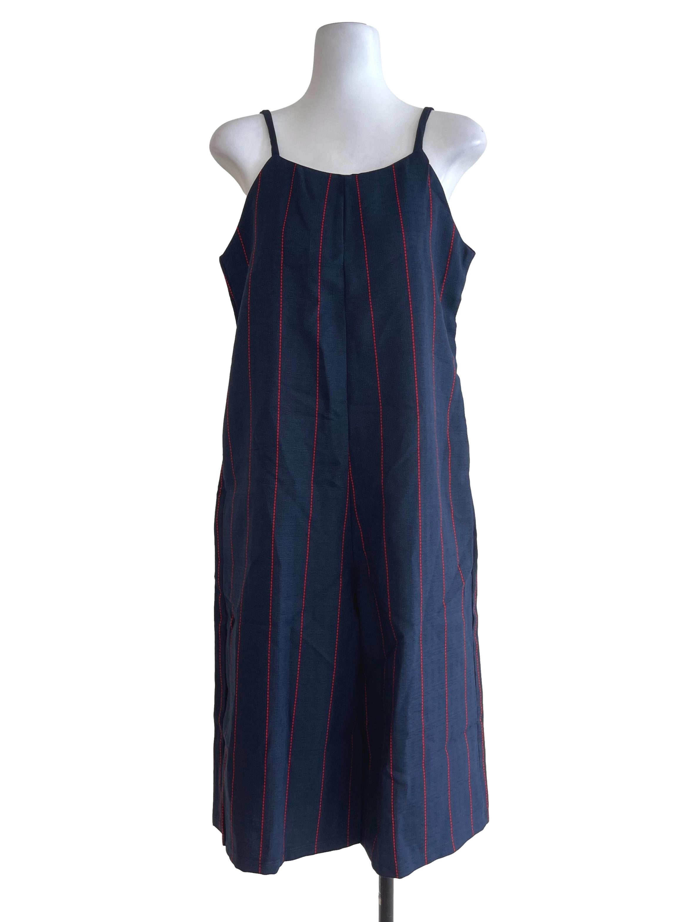 Navy Blue With Red Stripes Overalls