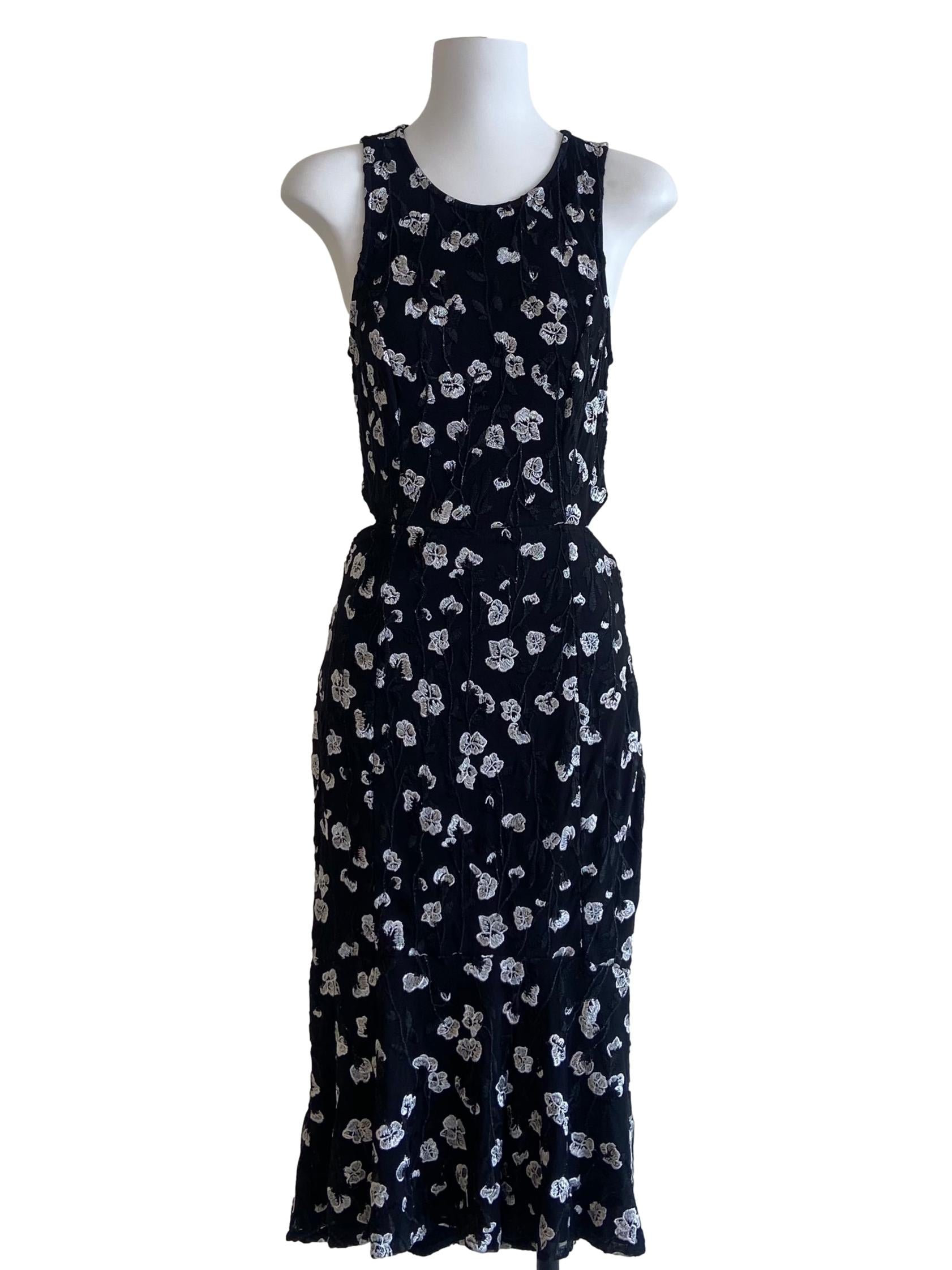 Black Floral Lace A-Line Dress
