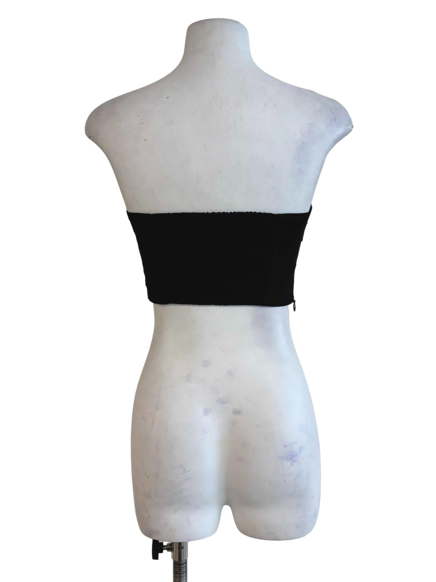 Black Charisse Tube Panelled Padded Top