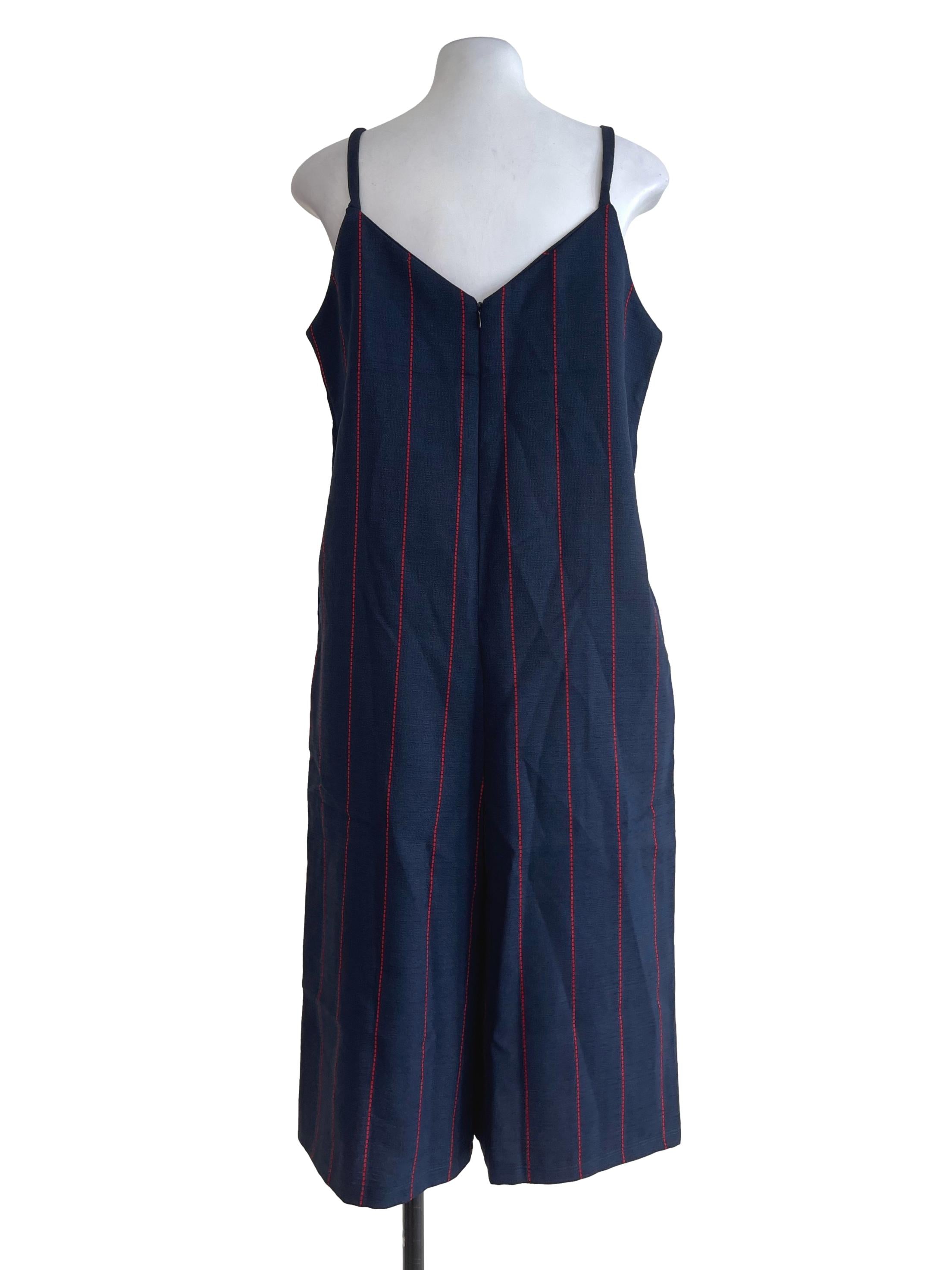 Navy Blue With Red Stripes Overalls