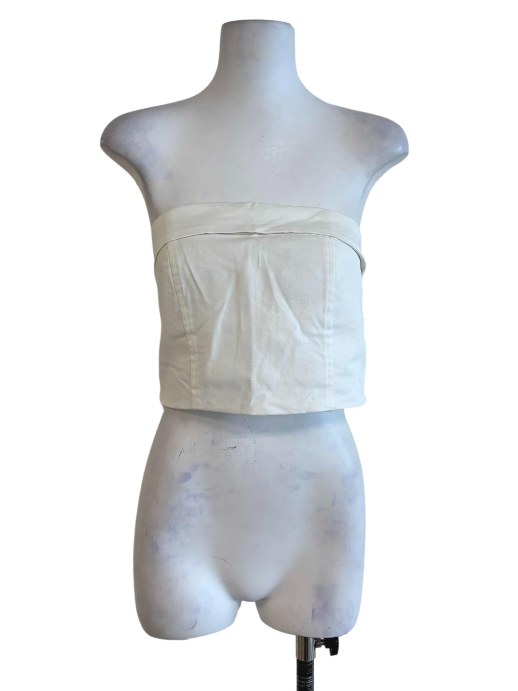 White Charisse Tube Panelled Padded Top