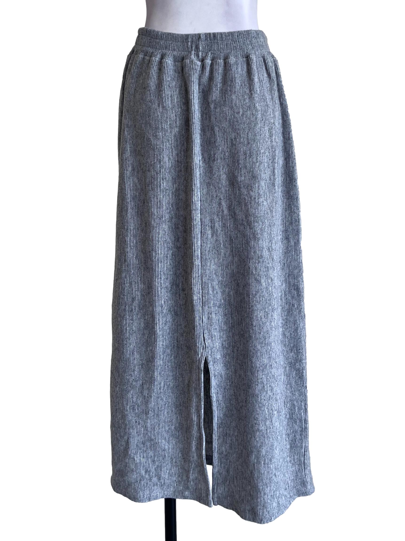Grey Stretchable Long Skirt