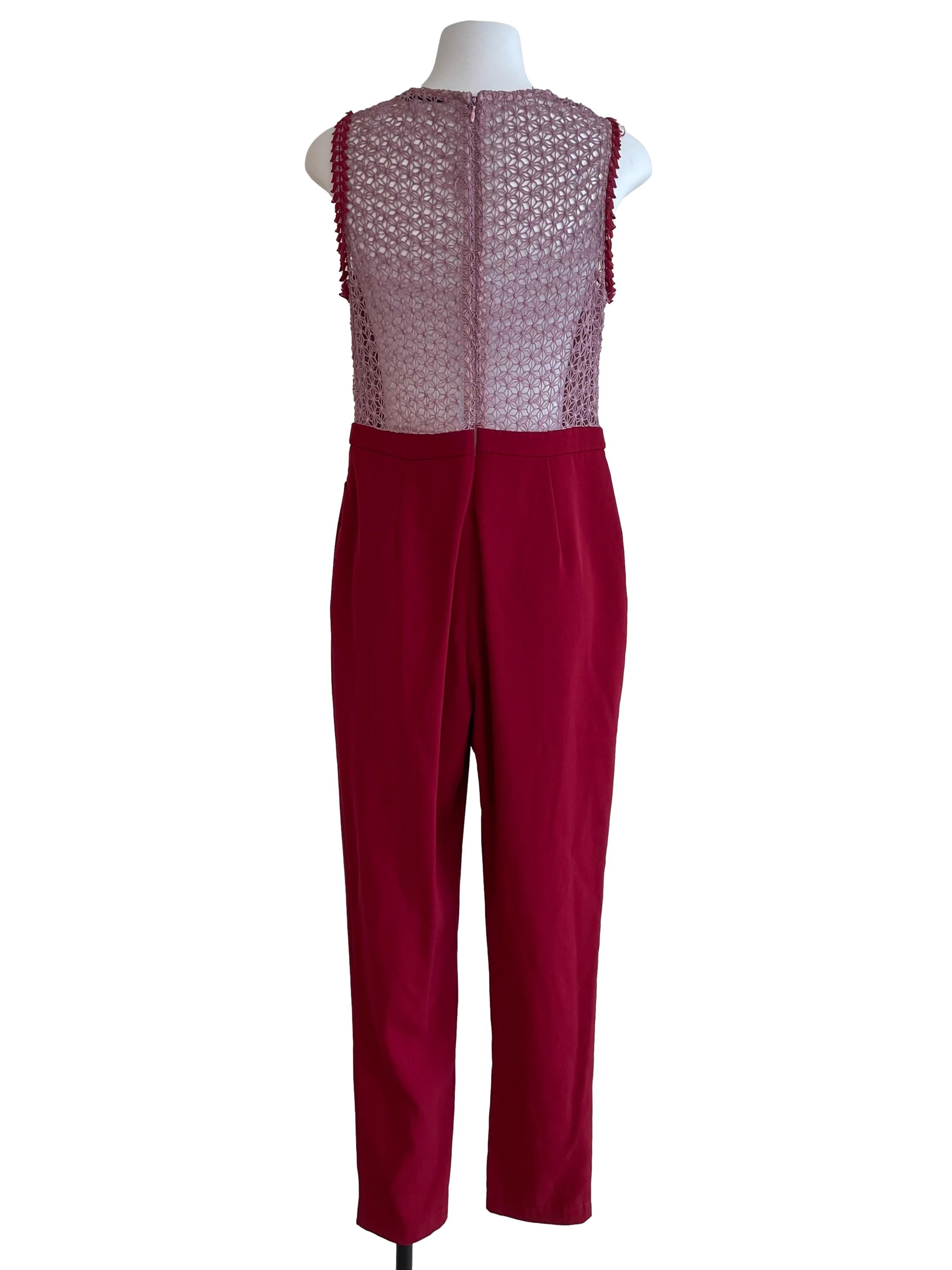 Ruby & Mauve Embroidery Sleeveless Jumpsuit