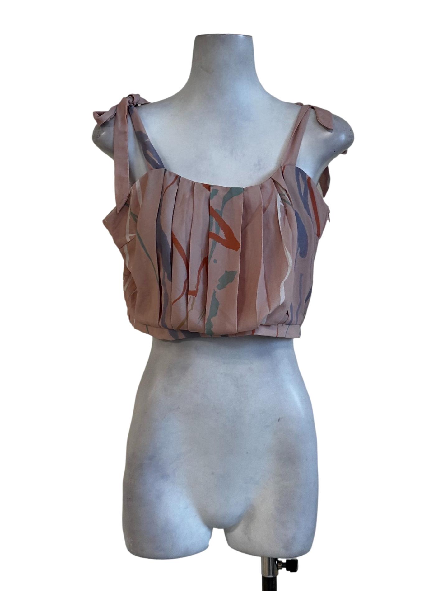 Rose Pink Abstract Pattern Crop Top