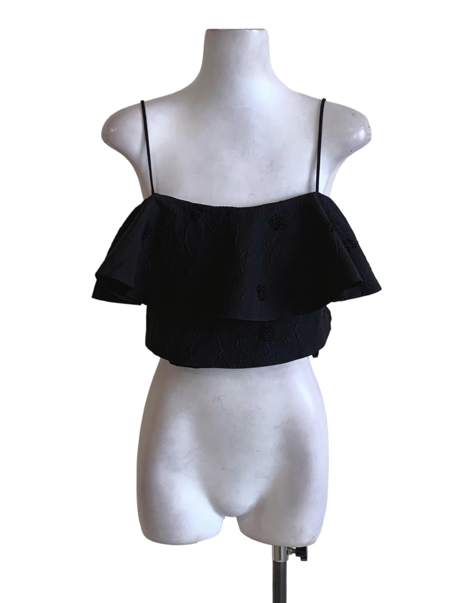 Black Floral Cropped Sleeveless Top LB