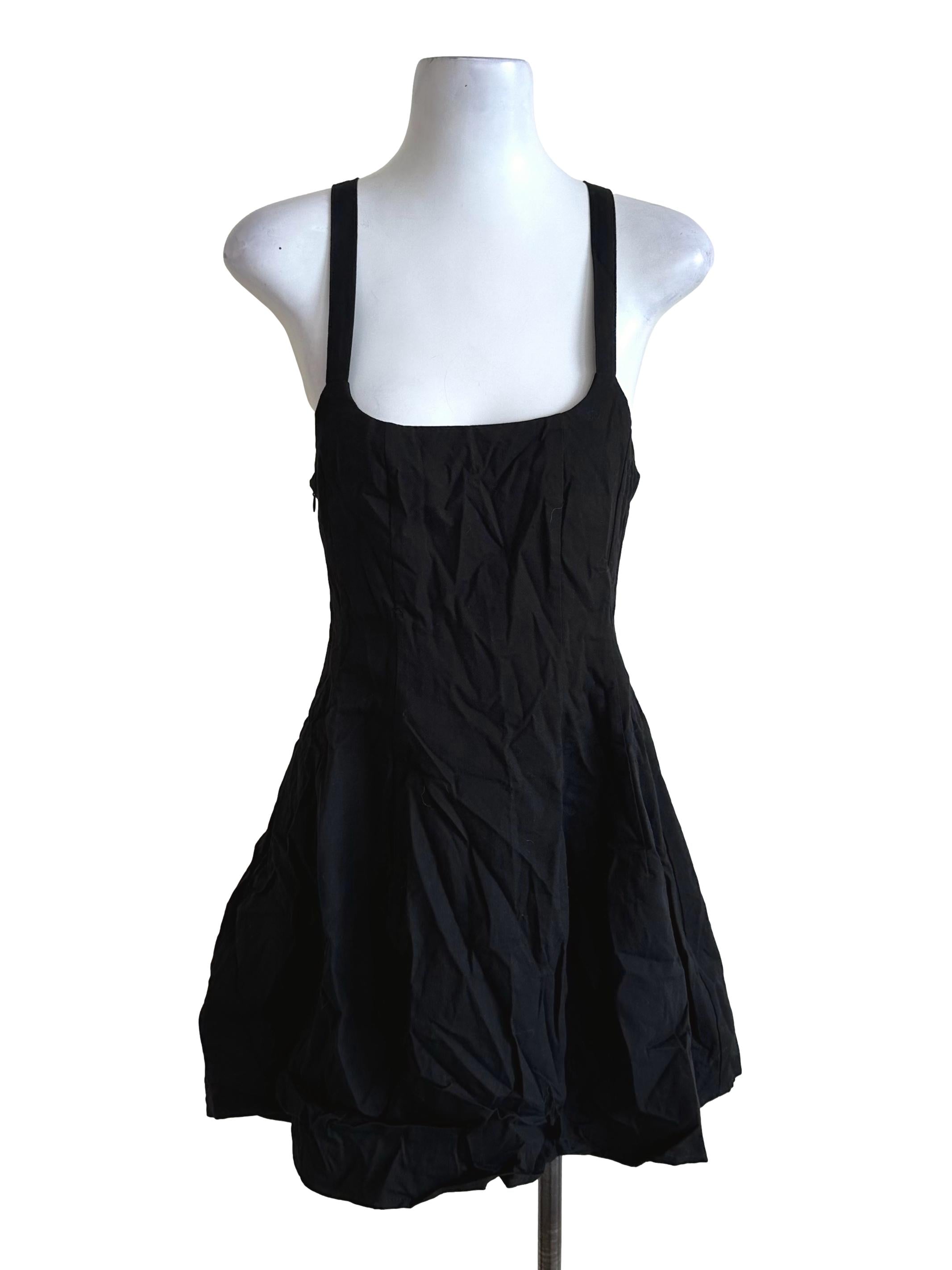 Raven Black Scoop Neckline Back Overlap Dress TTR