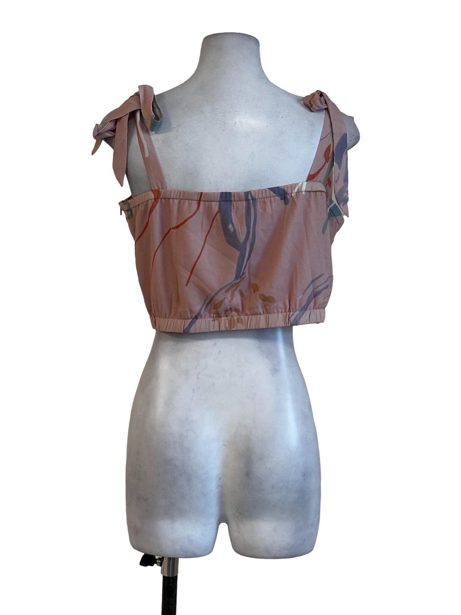 Rose Pink Abstract Pattern Crop Top