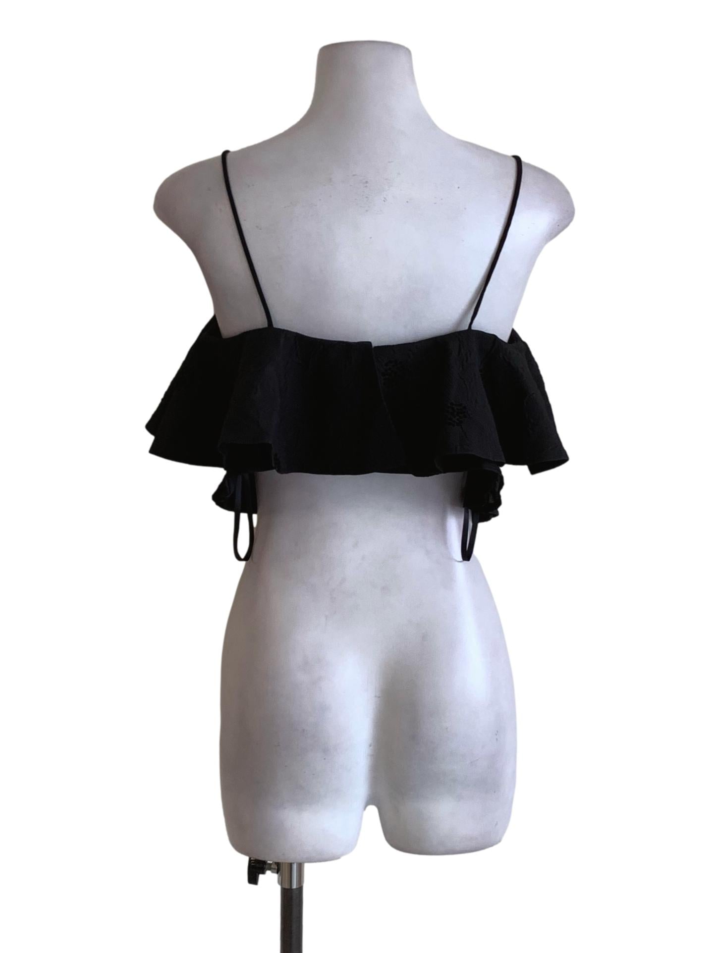 Black Floral Cropped Sleeveless Top LB