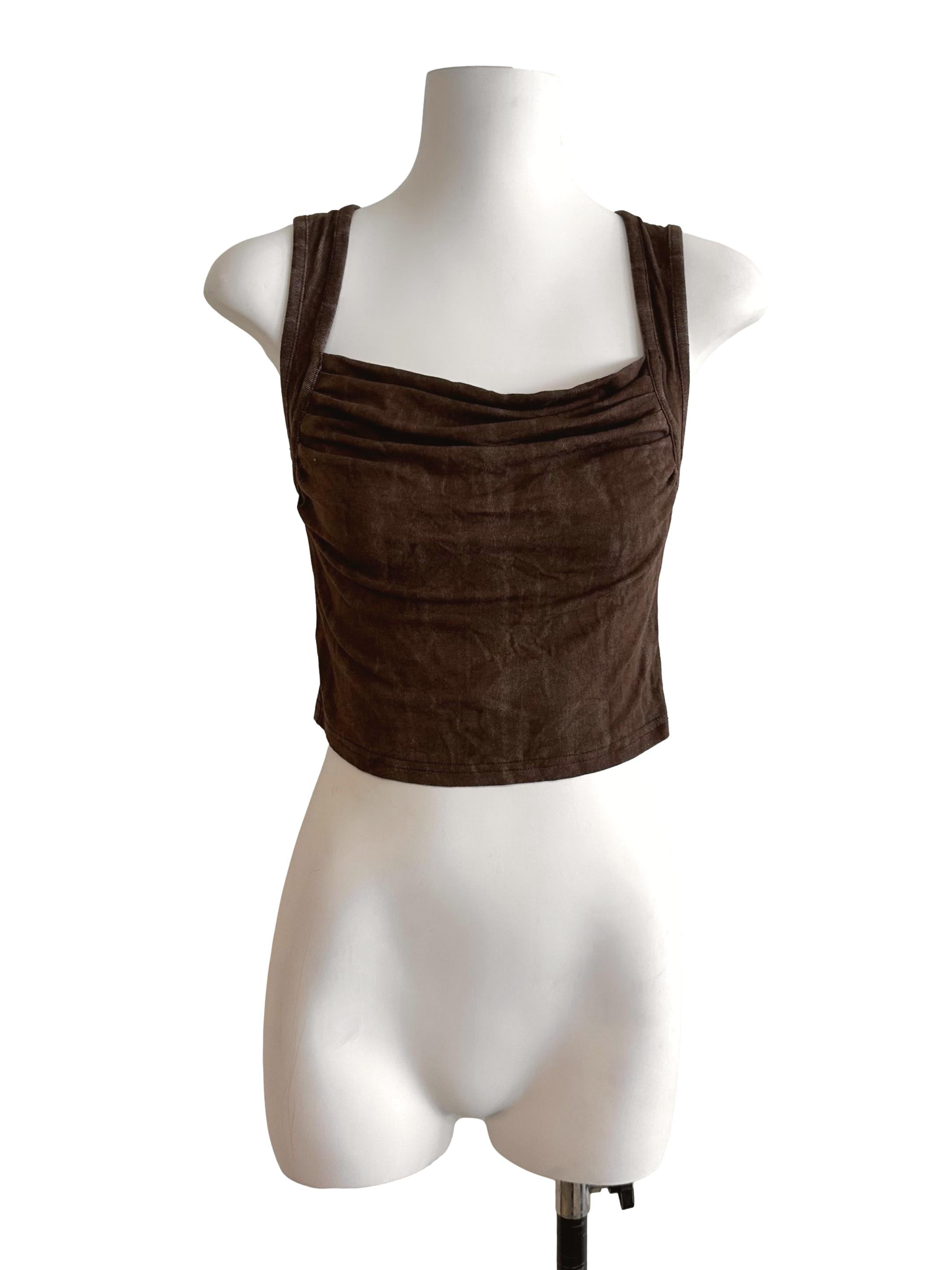 Oak Brown Faded Drape Fitted Top TTR