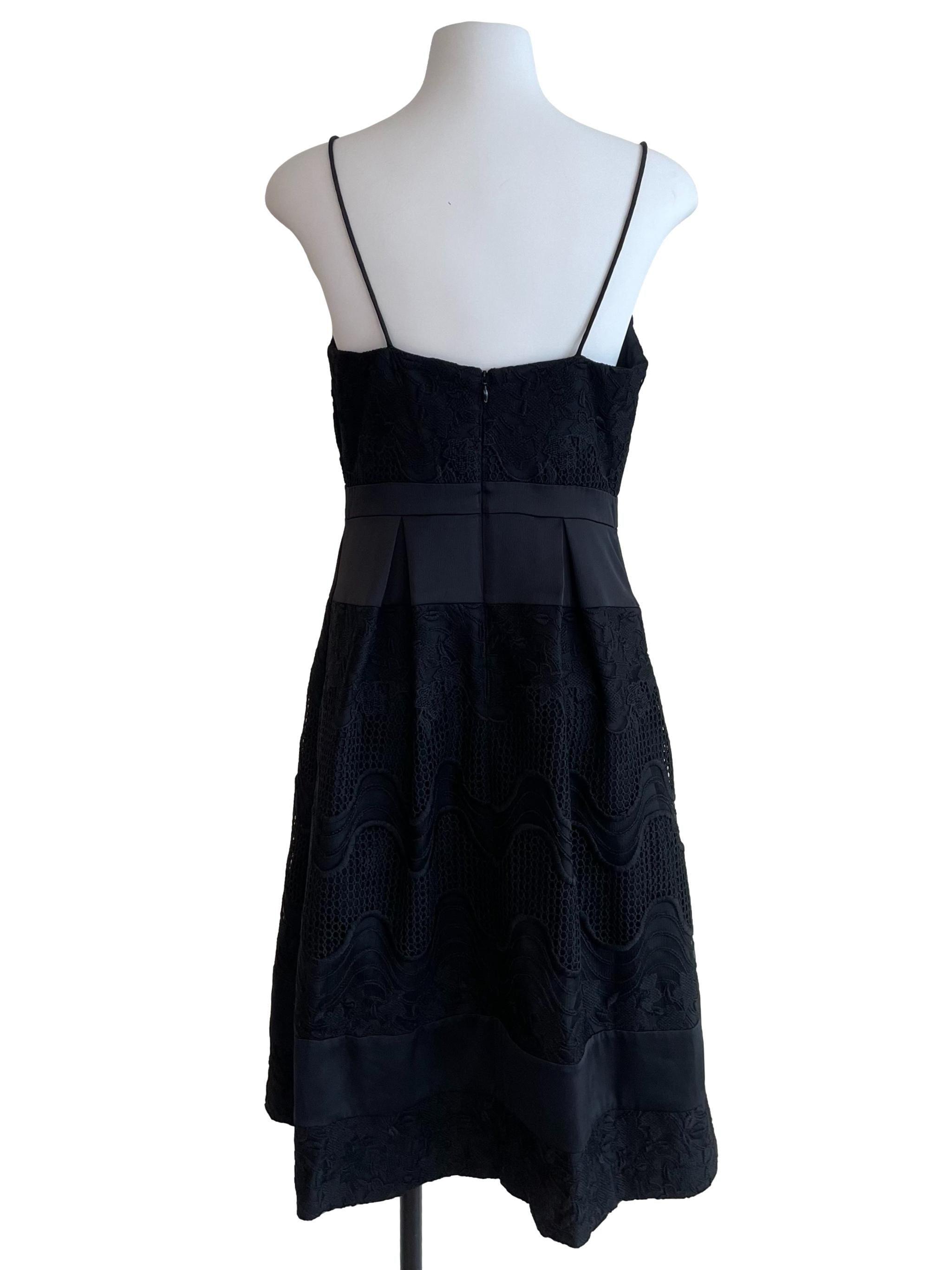 Black Embroidery Box Pleated Dress