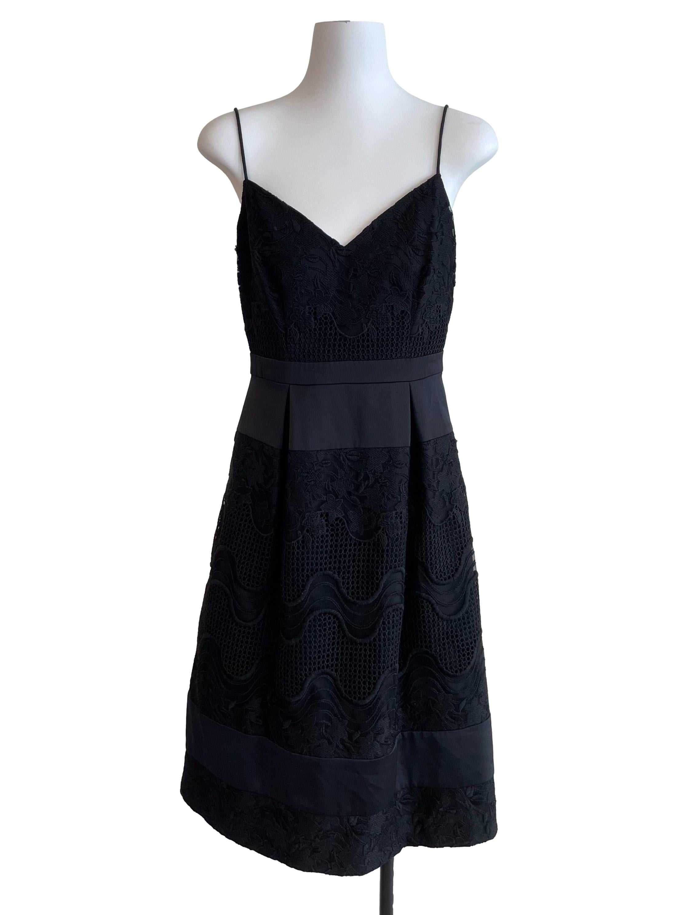 Black Embroidery Box Pleated Dress
