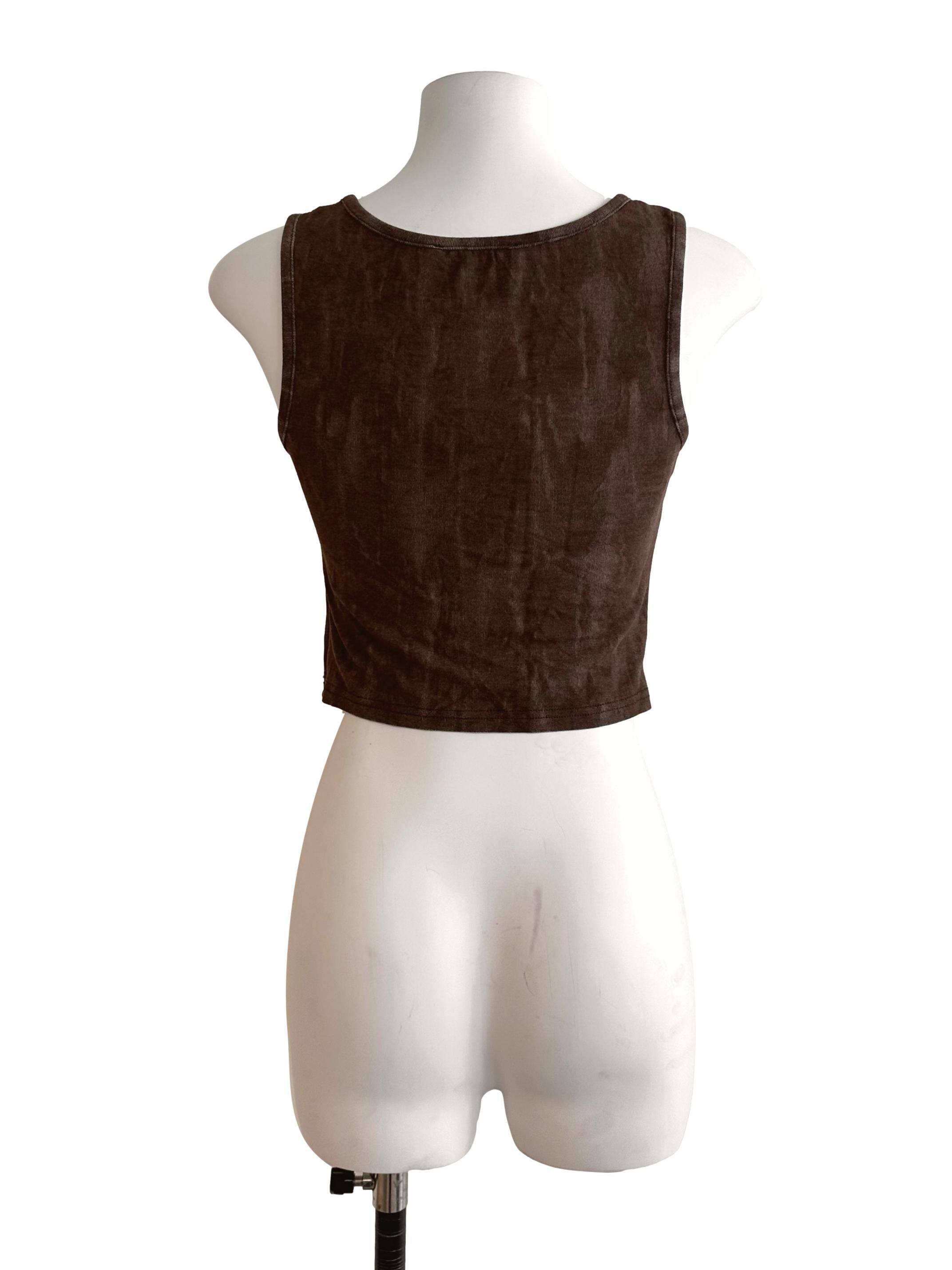 Oak Brown Faded Drape Fitted Top TTR