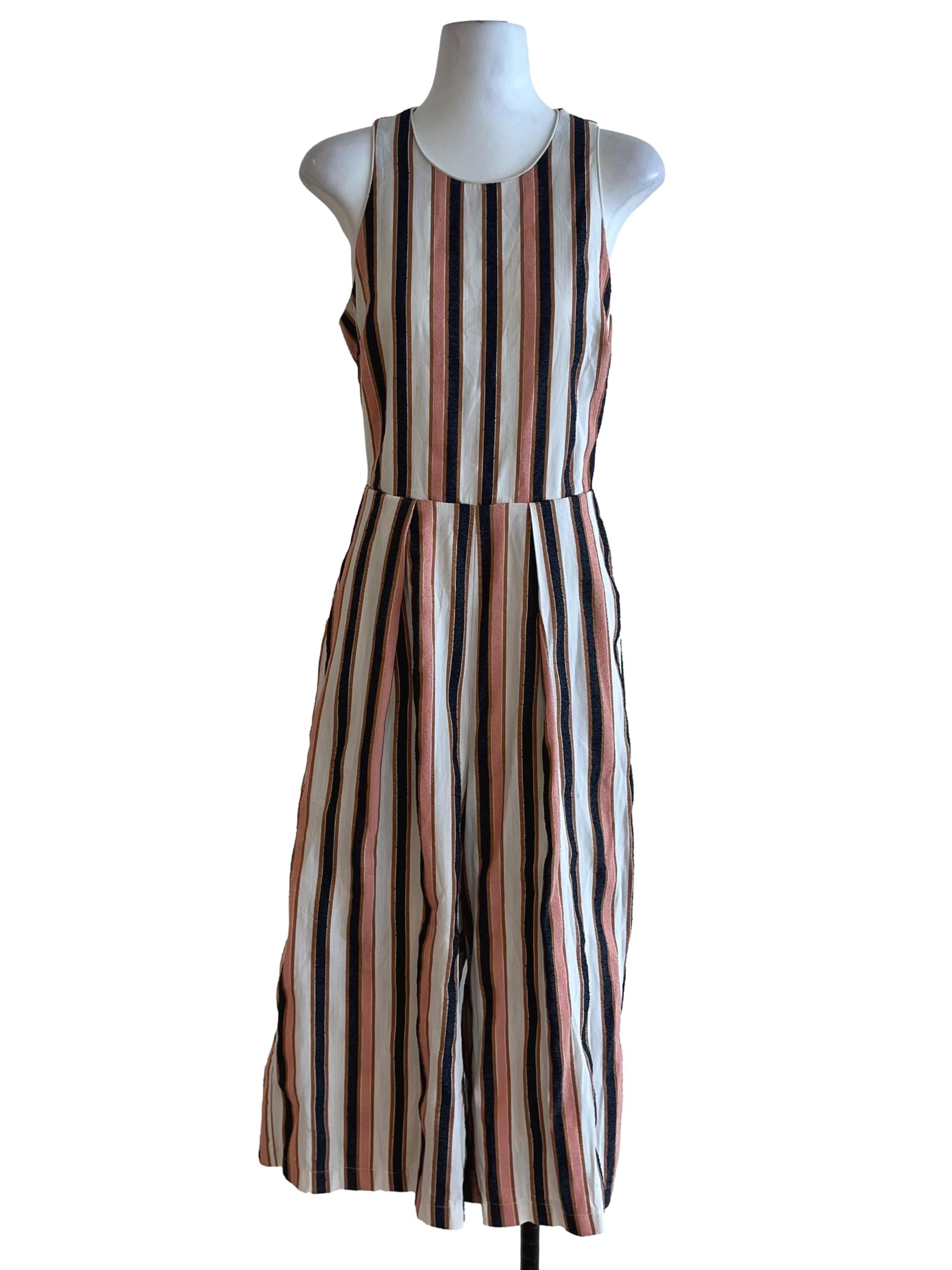 White Awning Stripe Jumpsuit