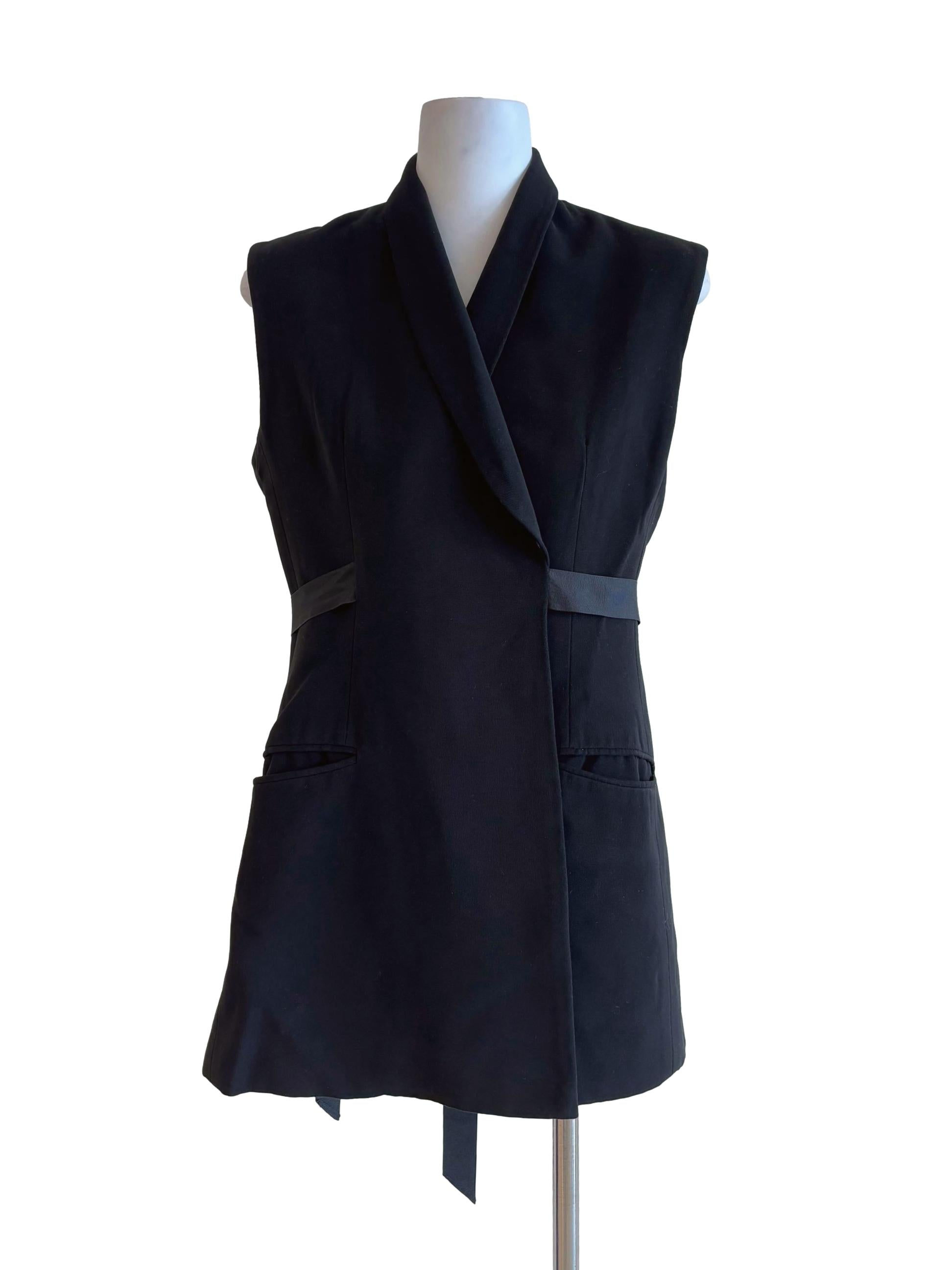 Parisian Black Sleeveless Wrap Blazer