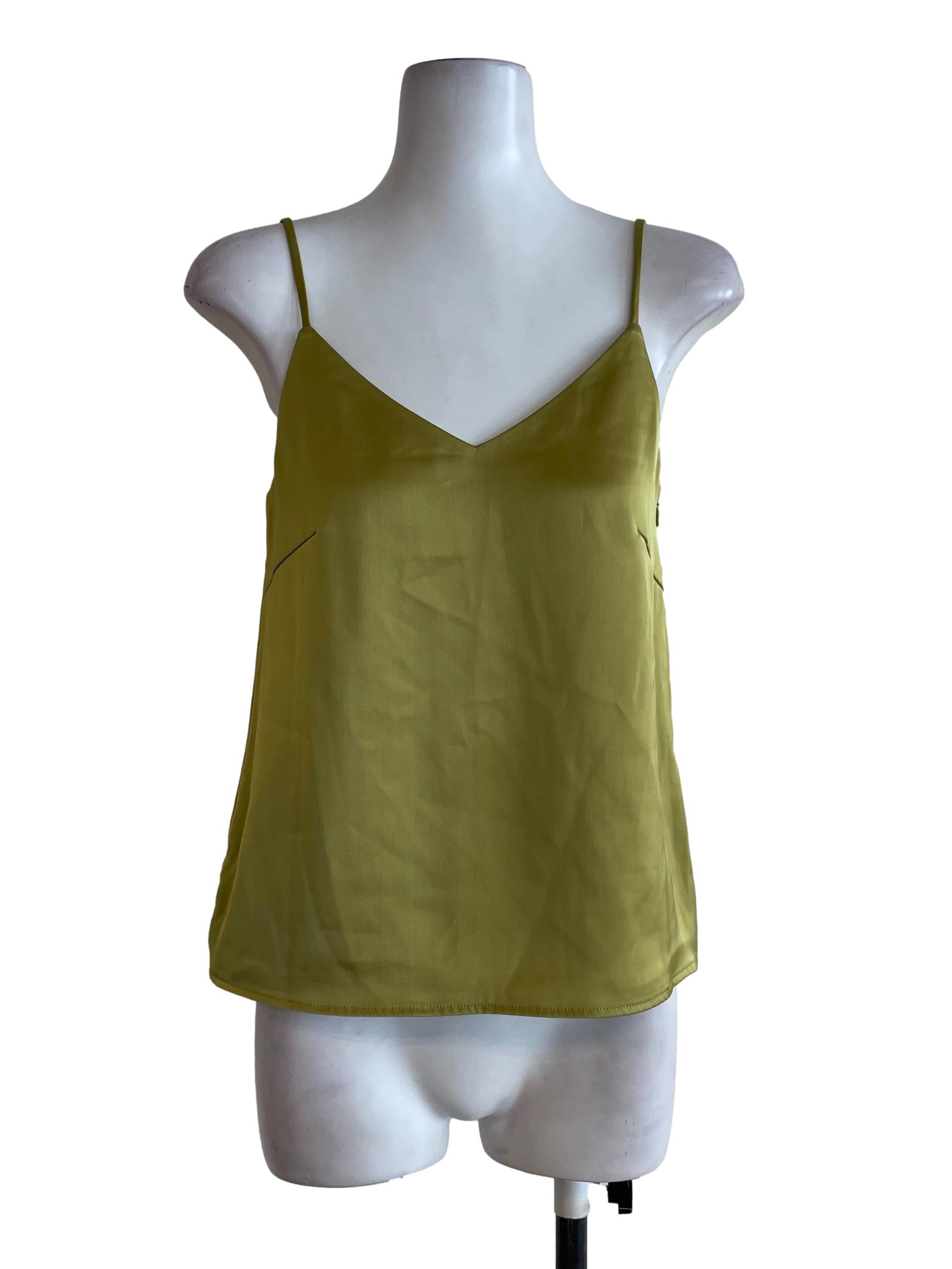 Corn Yellow Plain V Neck Top OSN