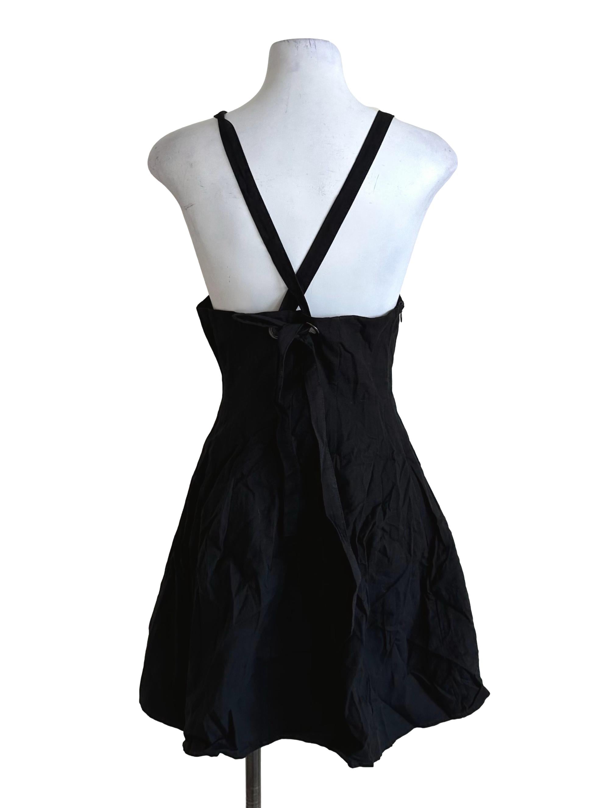 Raven Black Scoop Neckline Back Overlap Dress TTR