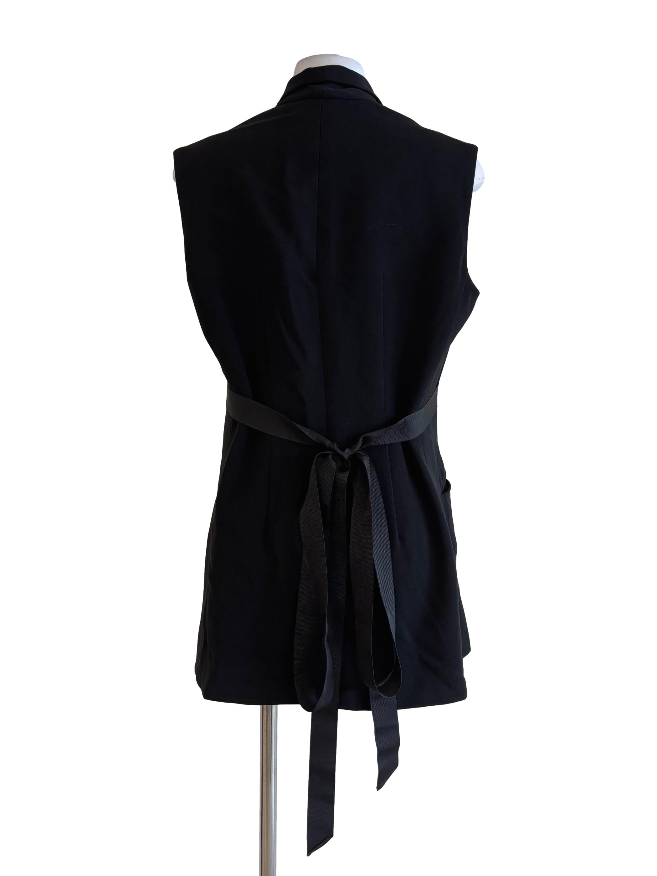 Parisian Black Sleeveless Wrap Blazer