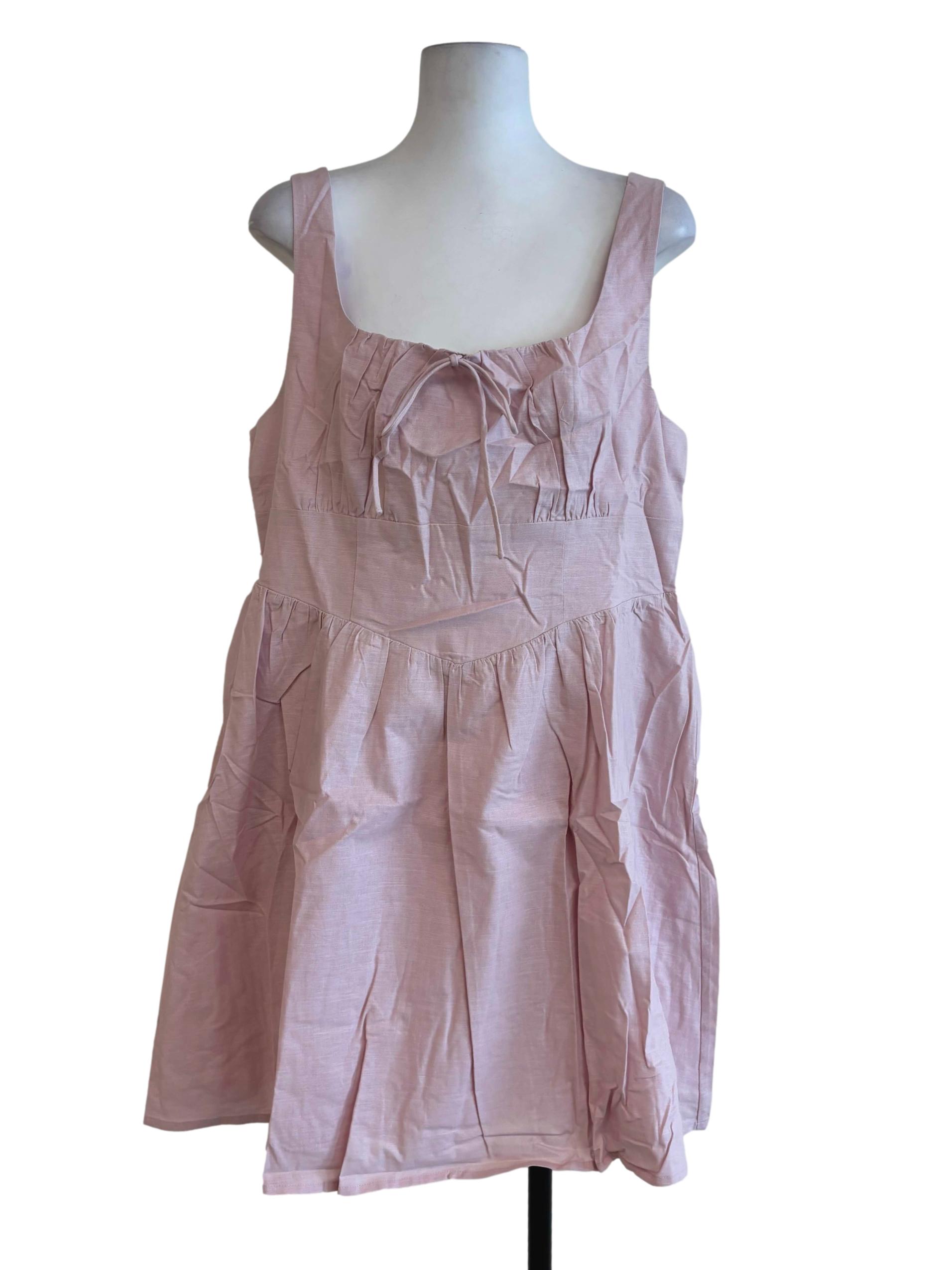 Pink Erica Corset Linen Dress