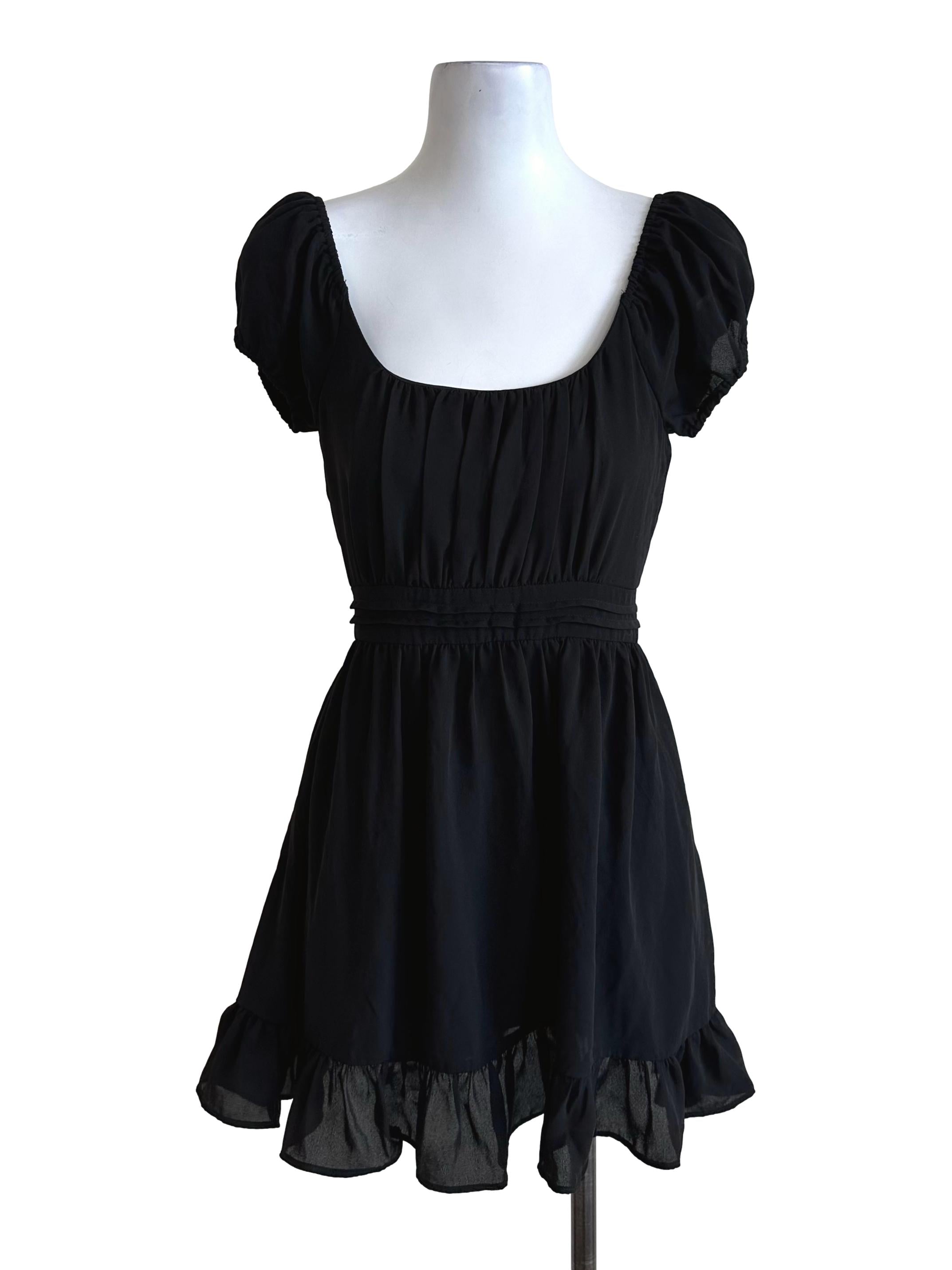 Raven Black Ruffle A Line Dress